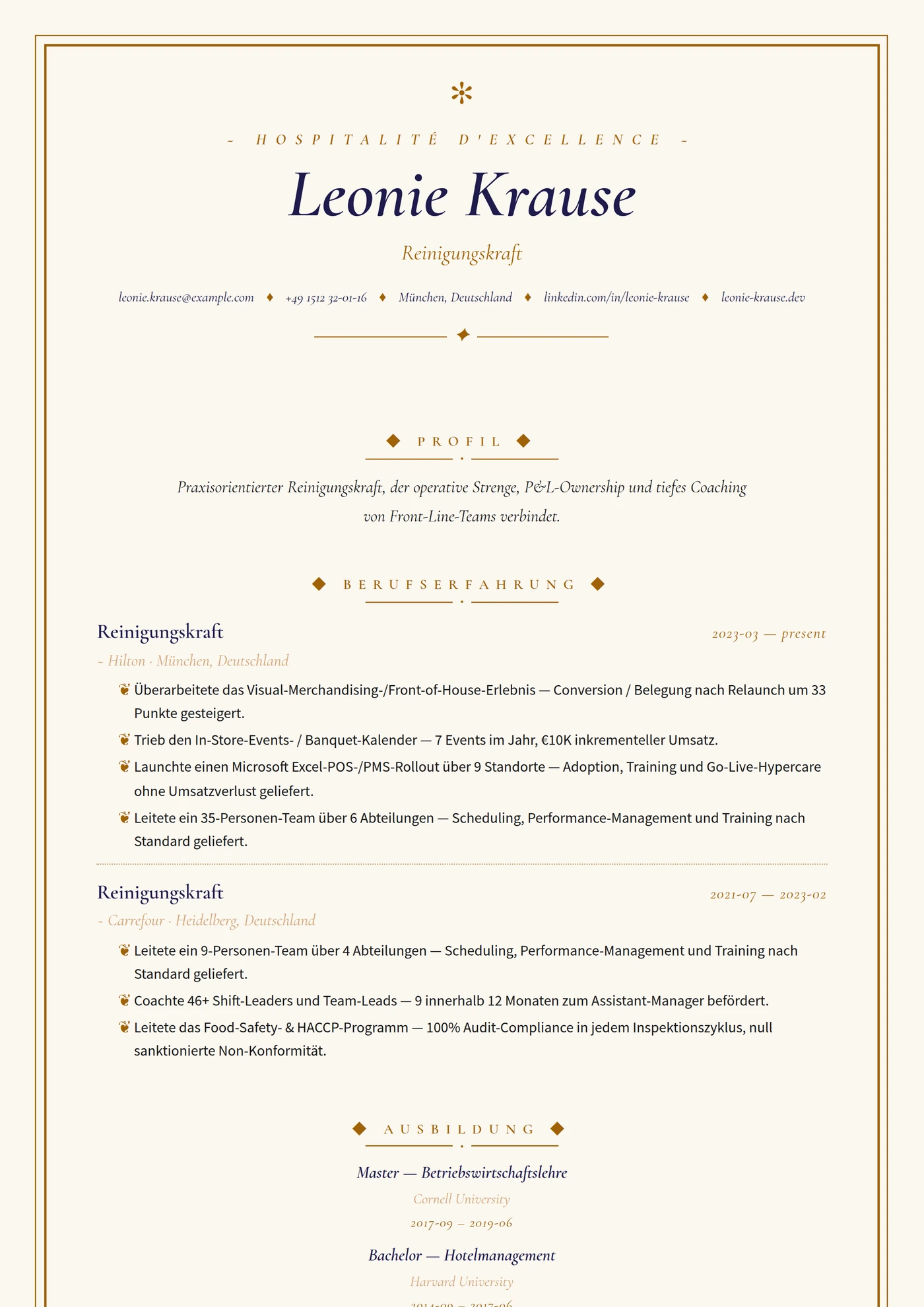 Branche — Hotellerie — Mittleres Level
