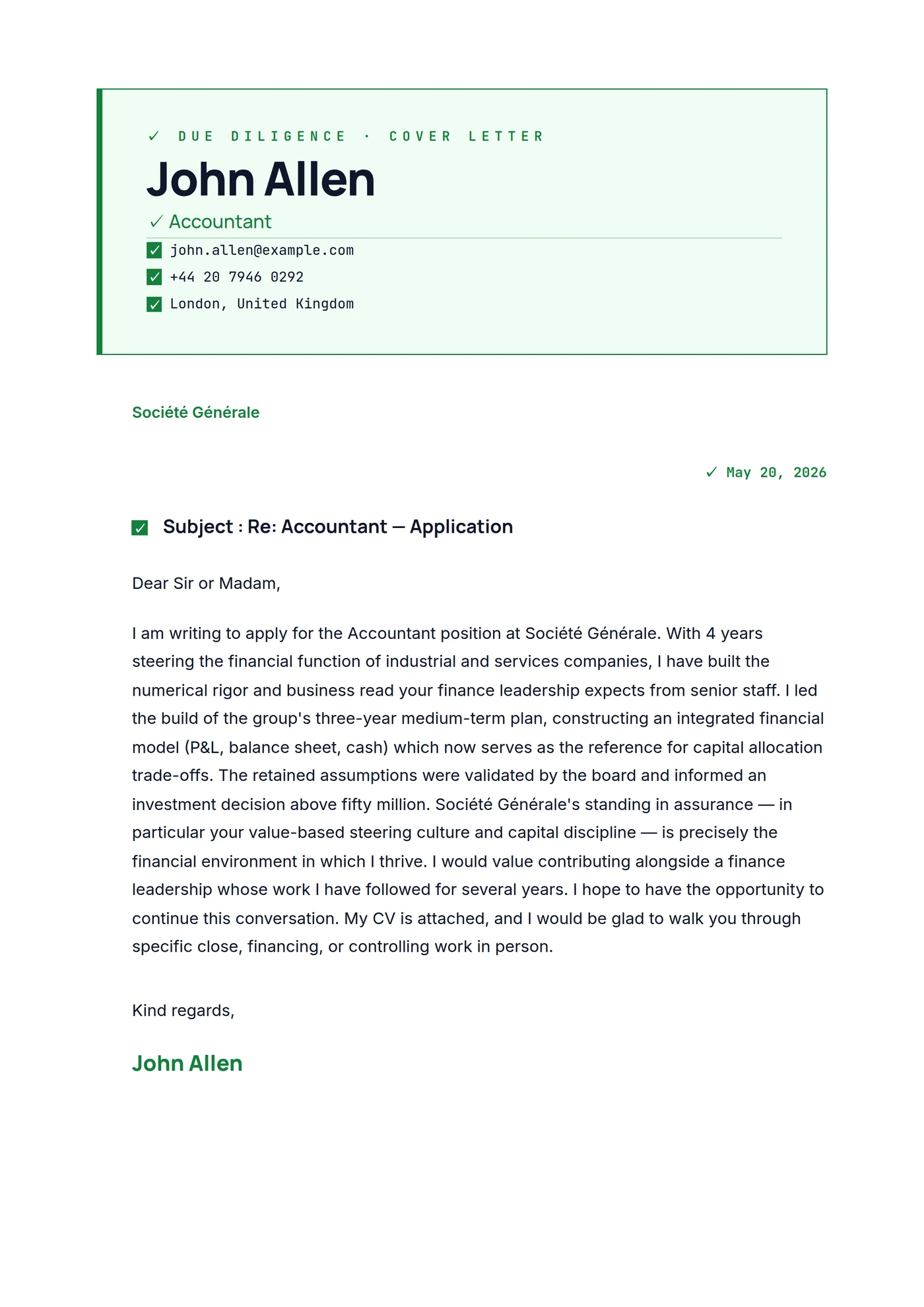 Due Diligence — Mid-level