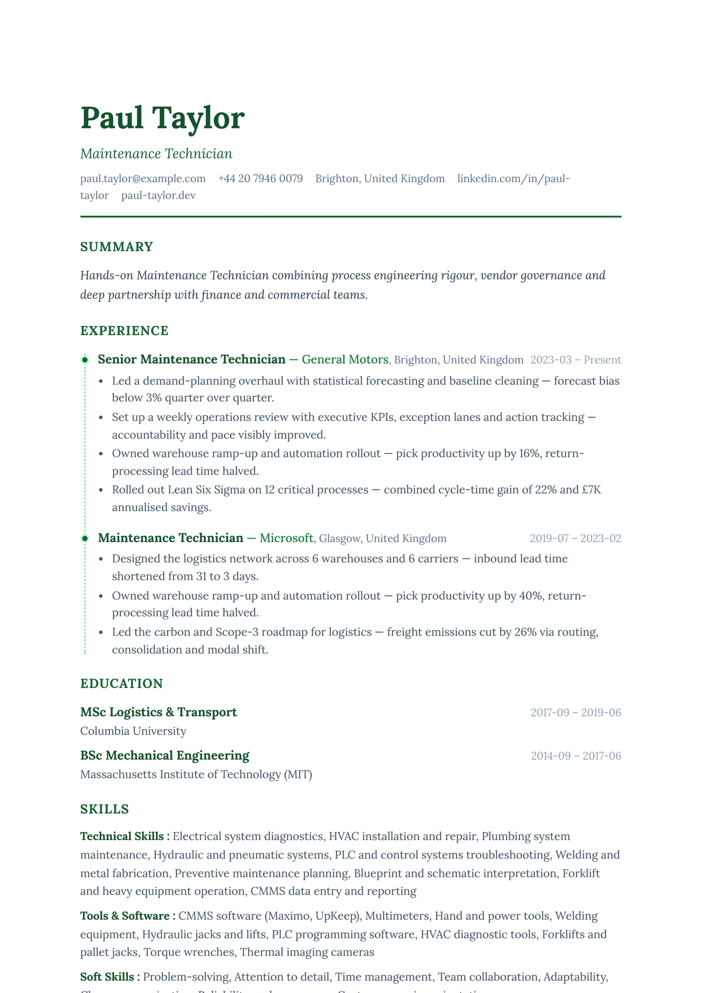 ATS Dotted Timeline — Senior