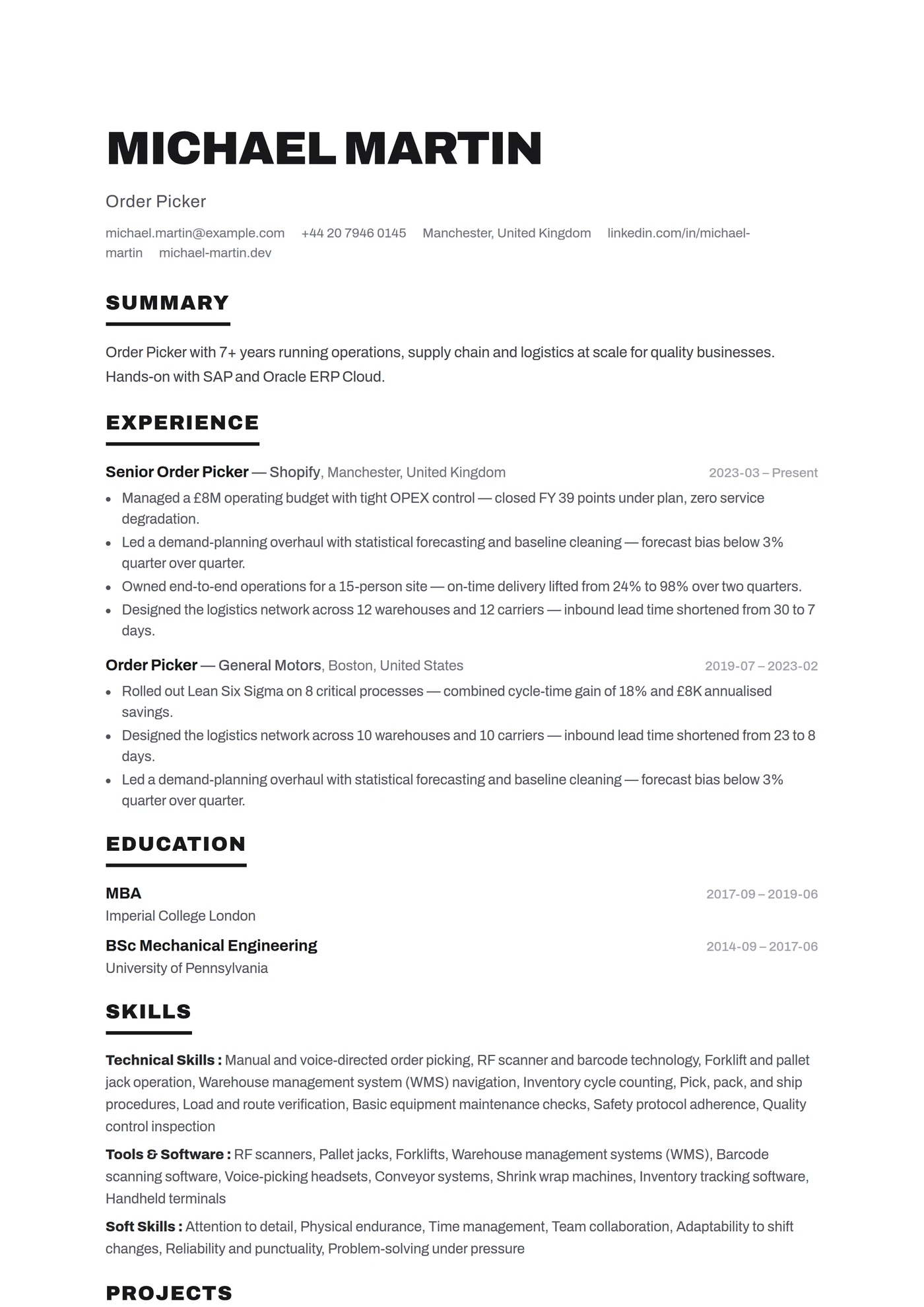 ATS Bold Headers — Senior