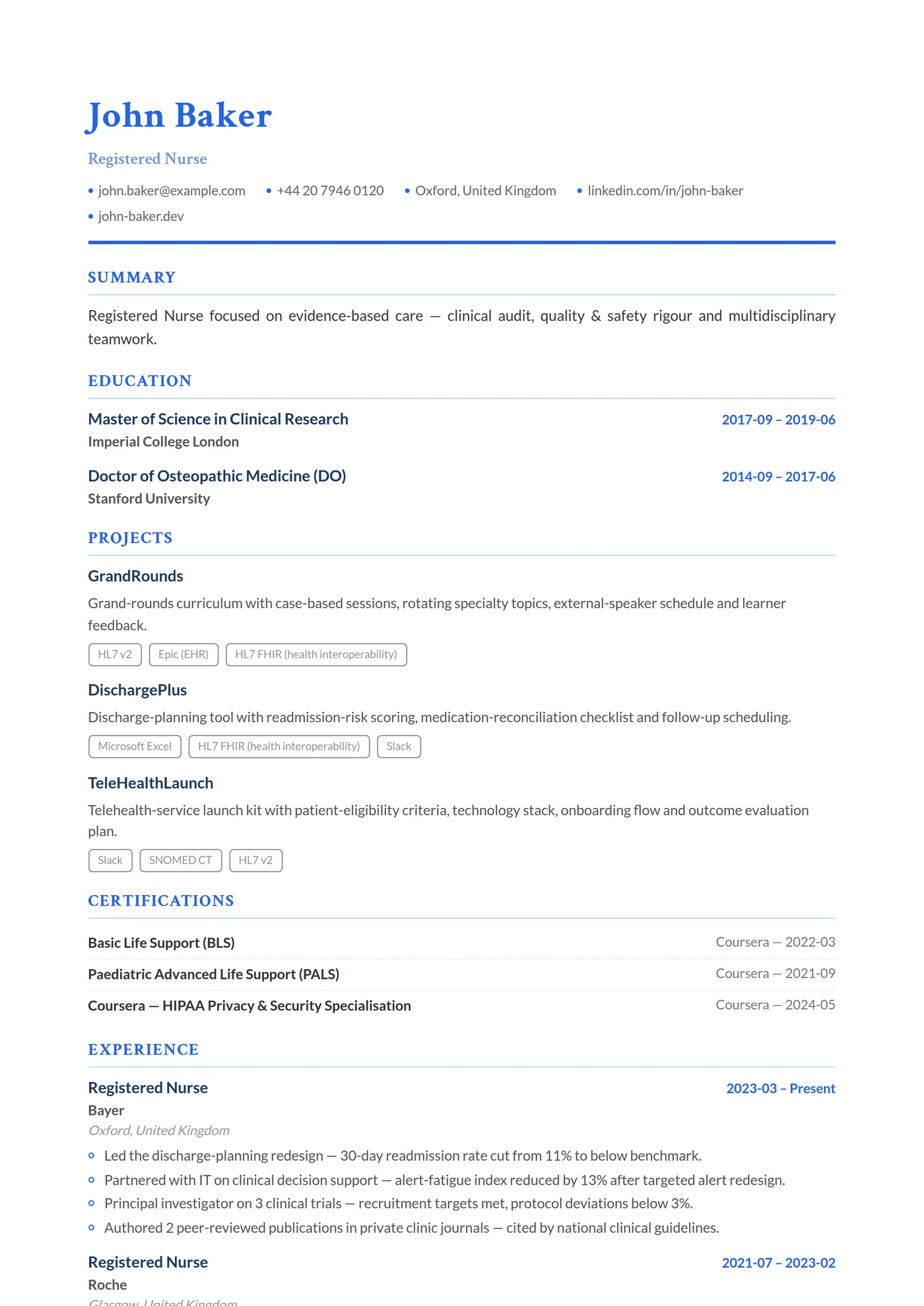 Medicine & Health Sciences — Mid-level