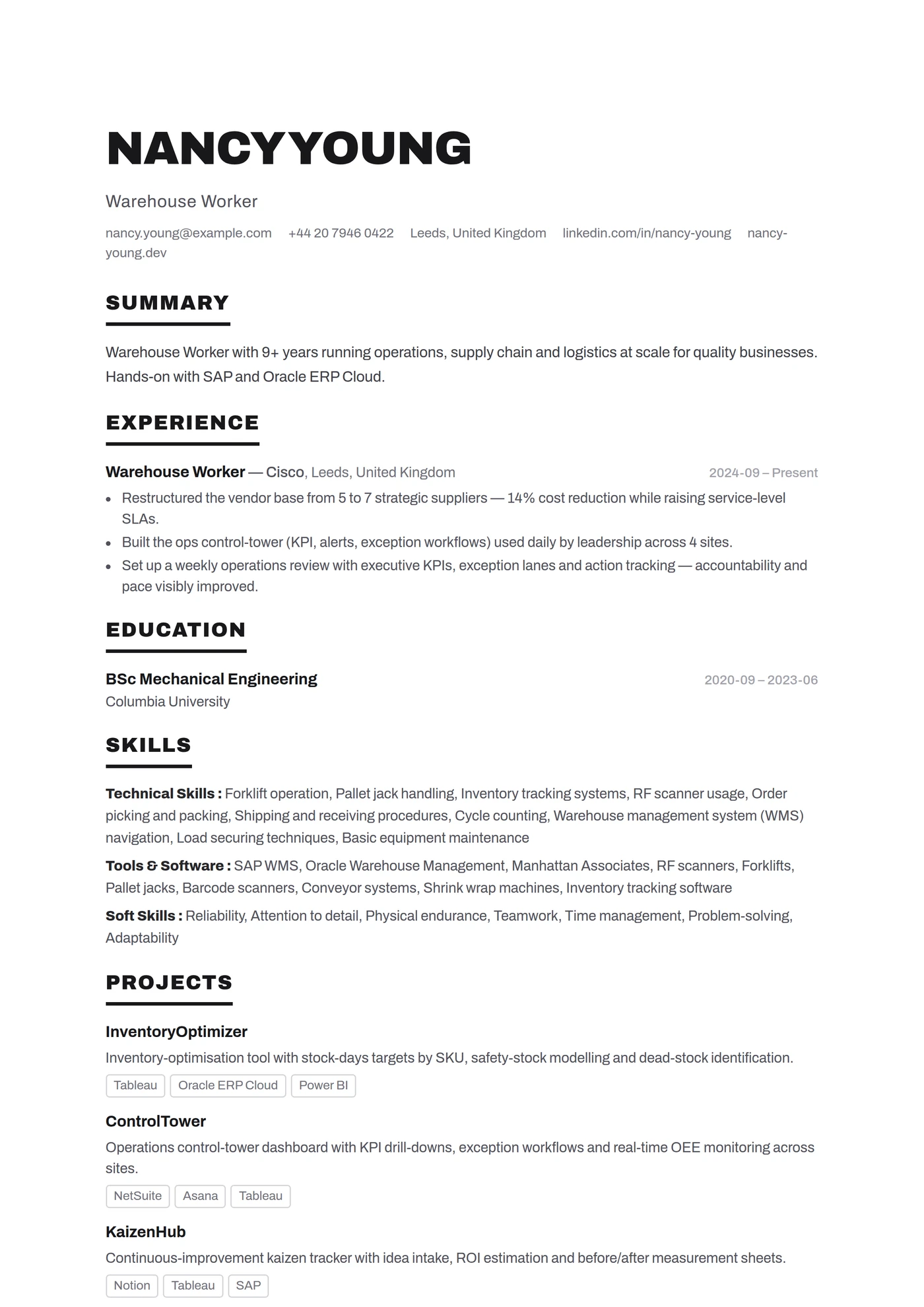 ATS Bold Headers — Junior