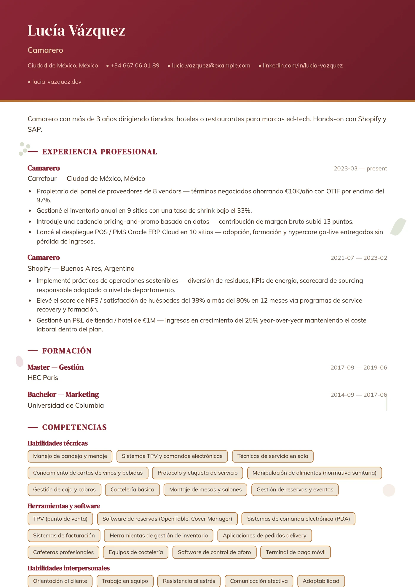 Oficio — Restauración — Intermedio