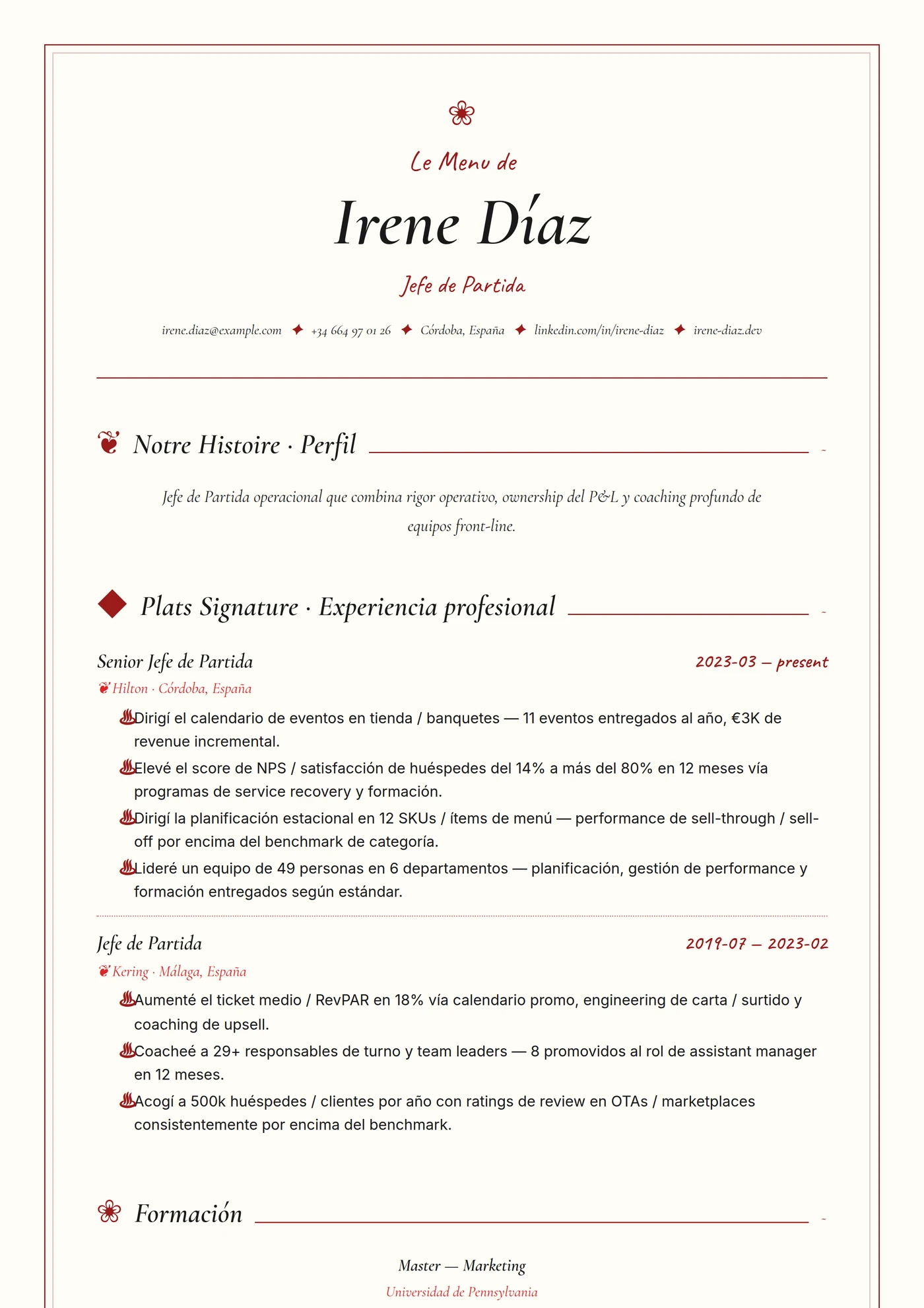 Industria — Chef de cocina — Intermedio
