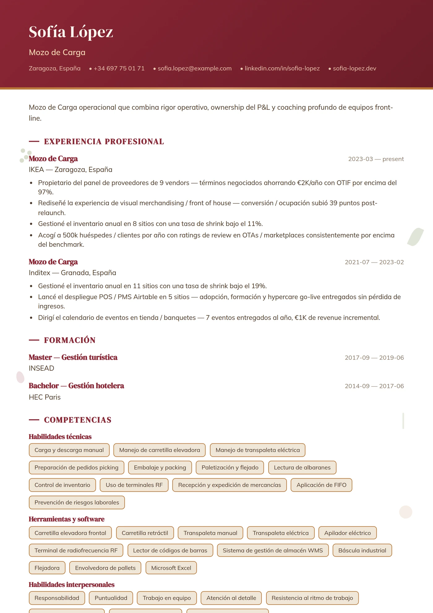 Oficio — Restauración — Intermedio