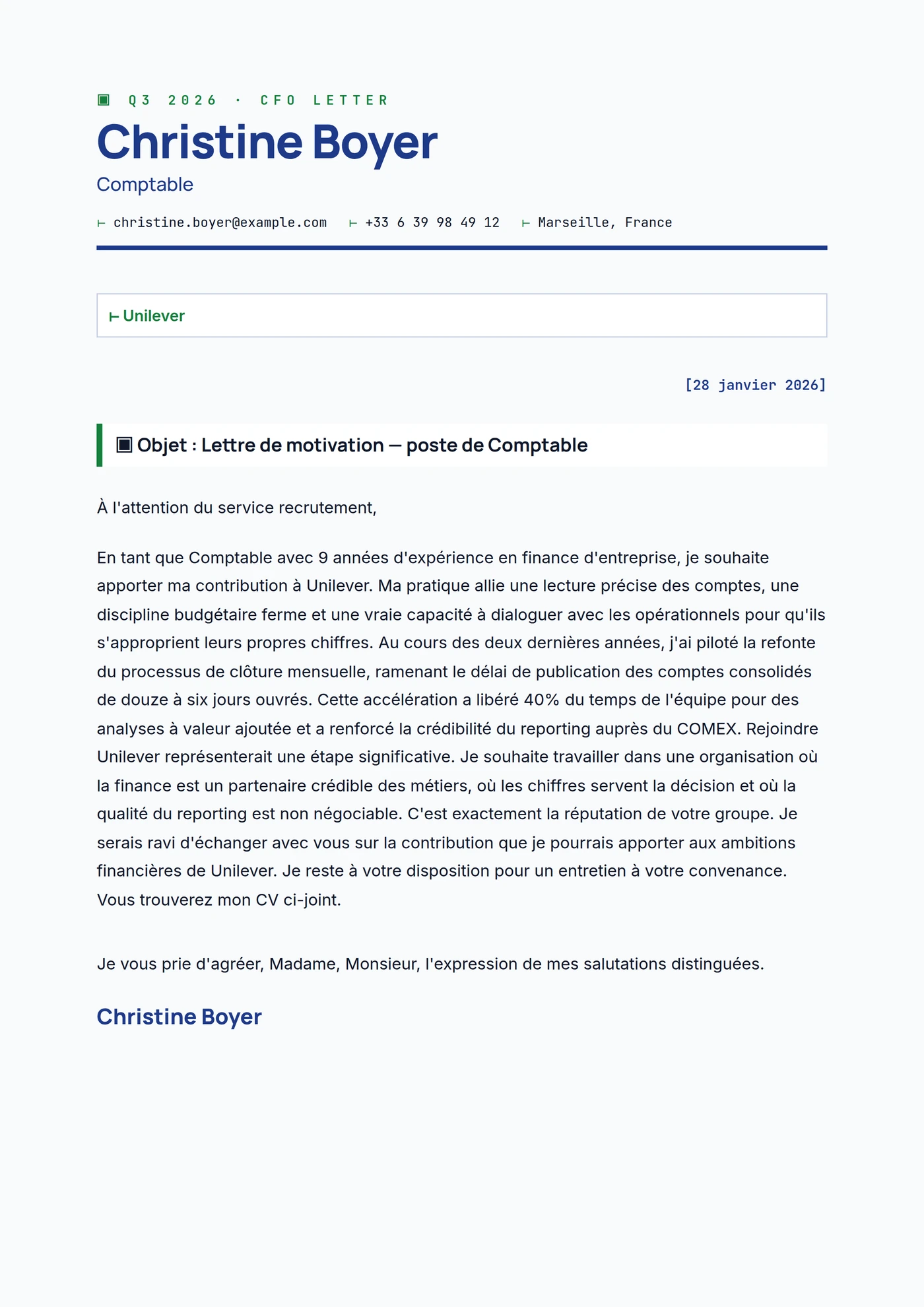 Lettre DAF — Senior