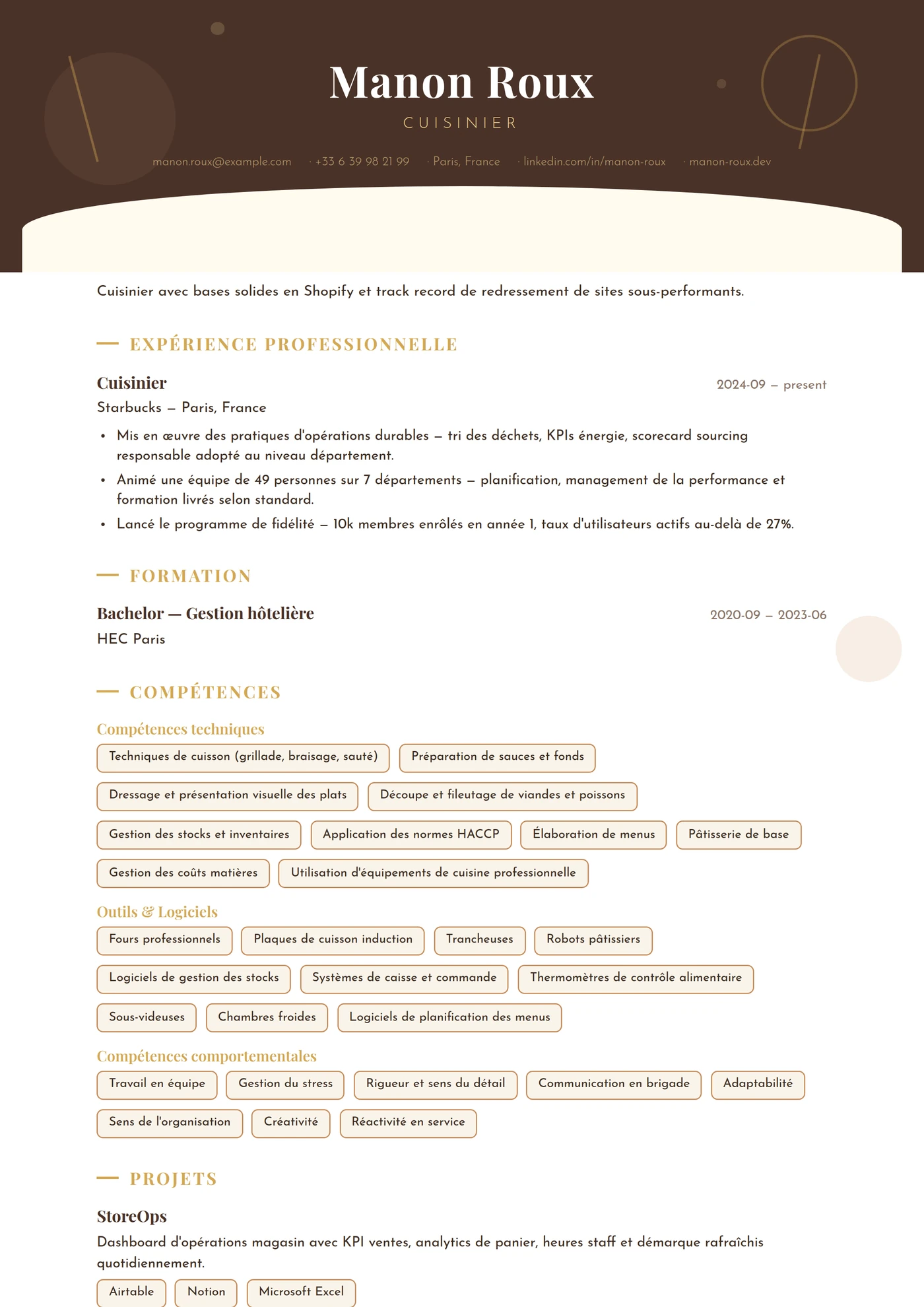 Métier — Boulanger — Junior