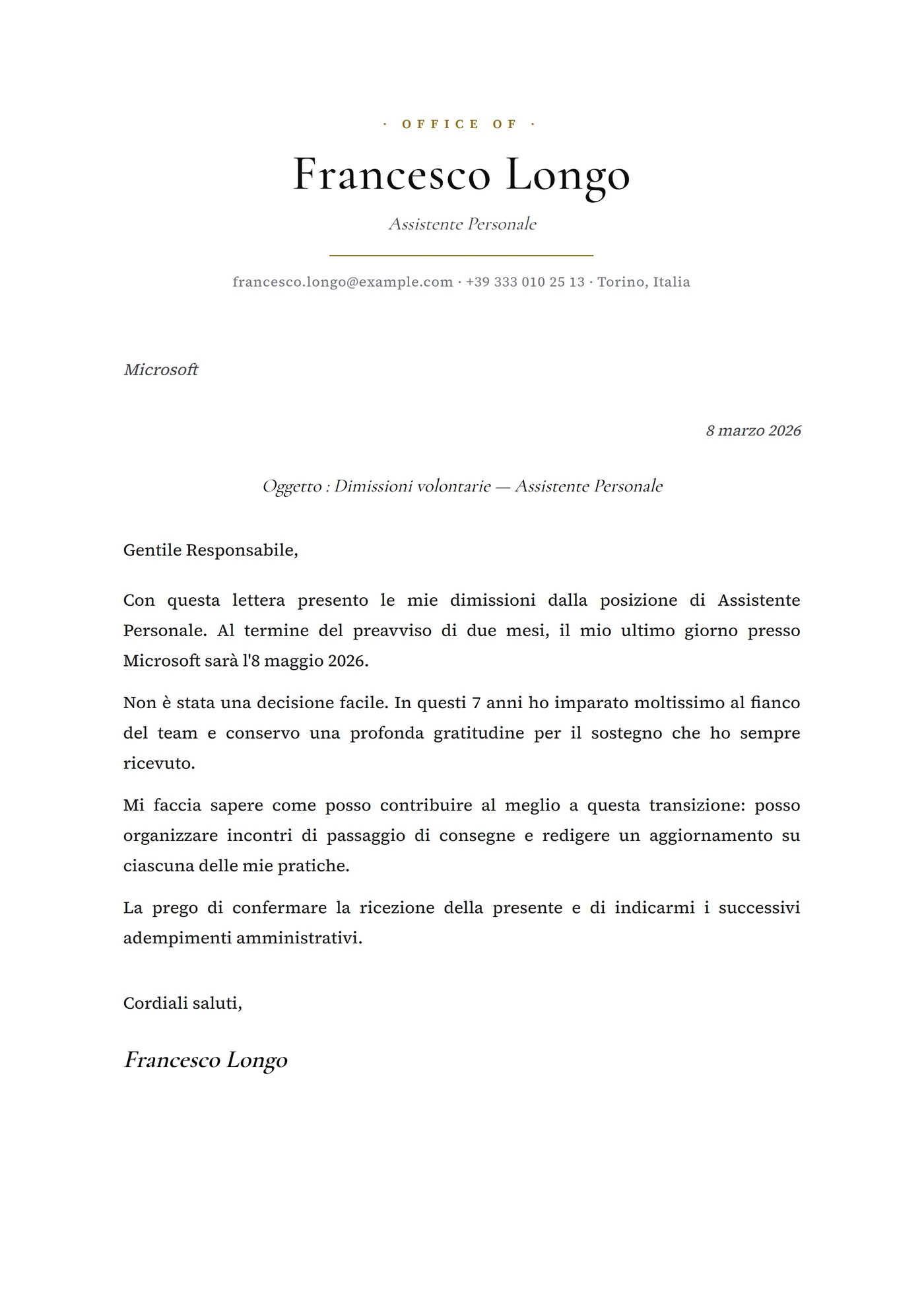 Presidenziale — Senior