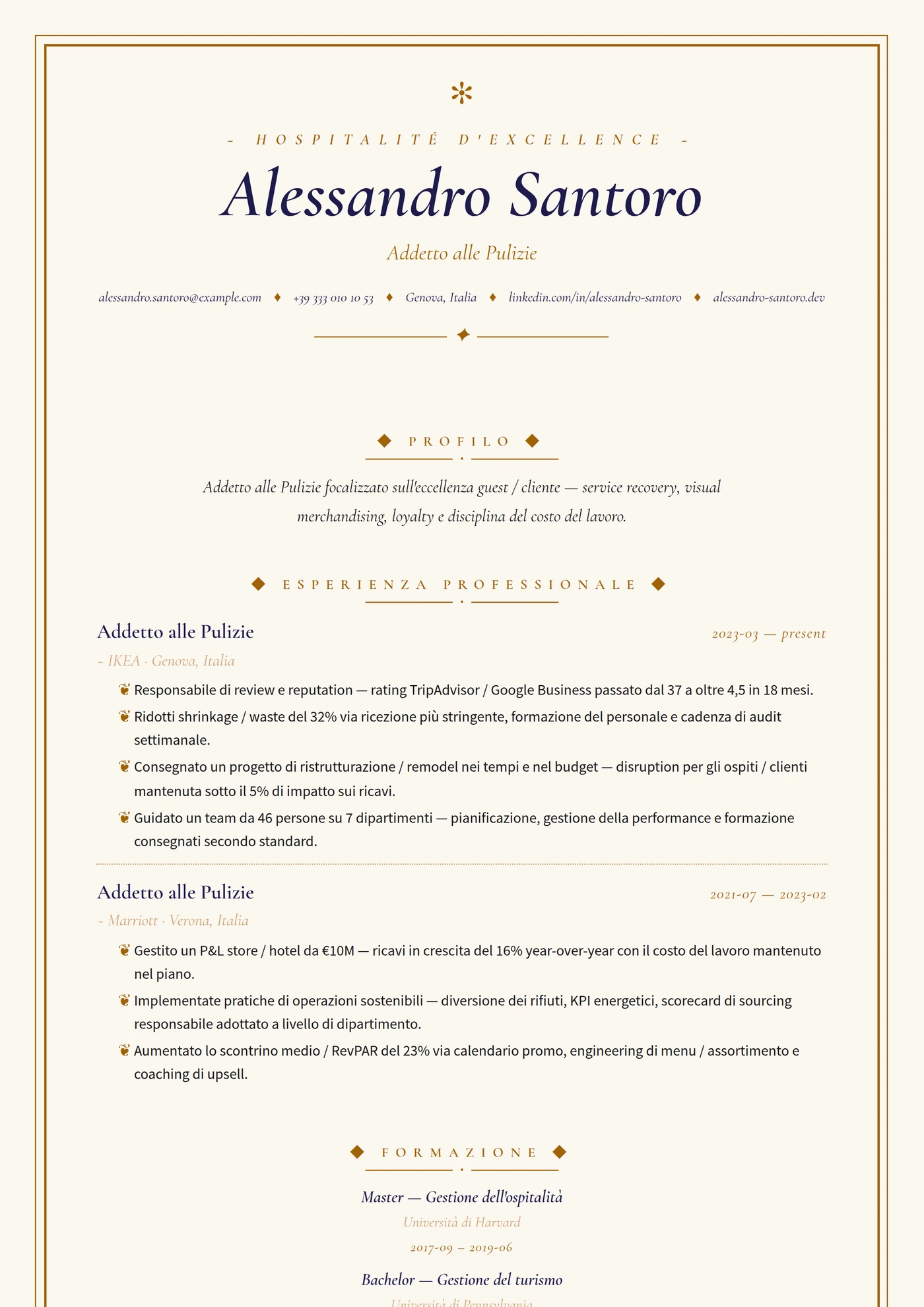 Industria — Ospitalità — Intermedio
