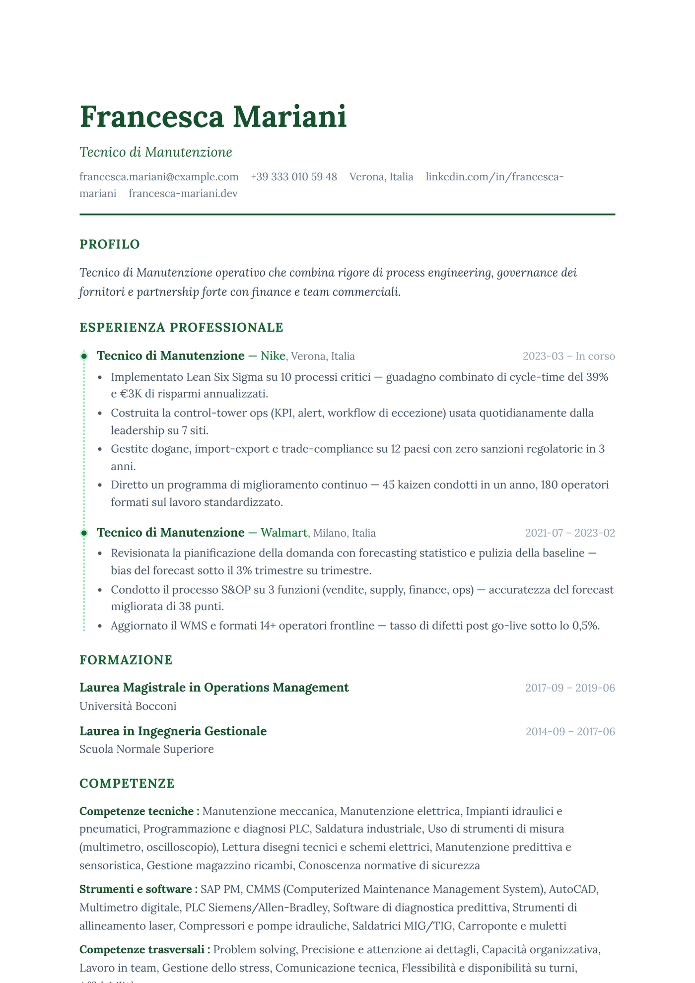 ATS Timeline Punteggiata — Intermedio