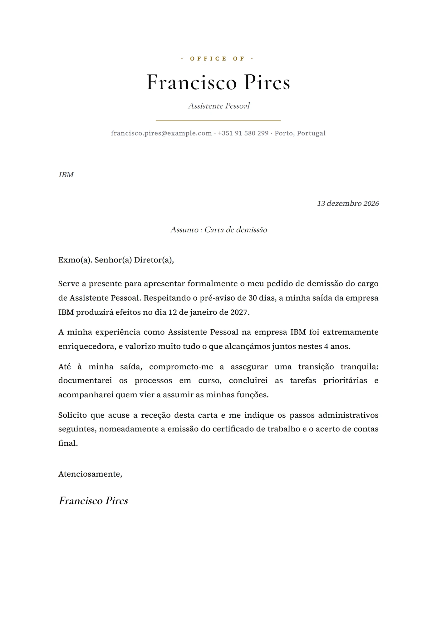 Presidencial — Sénior
