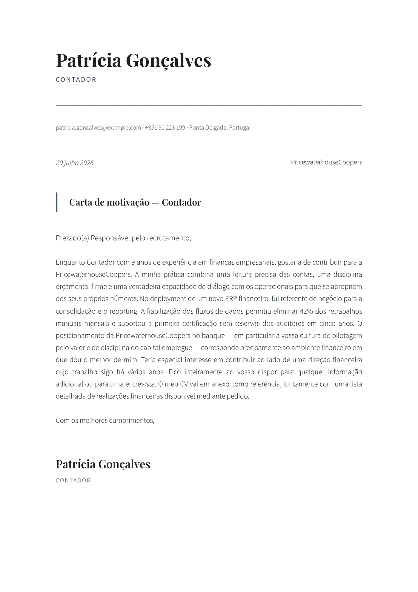 Exec Finanças Moderna — Sénior