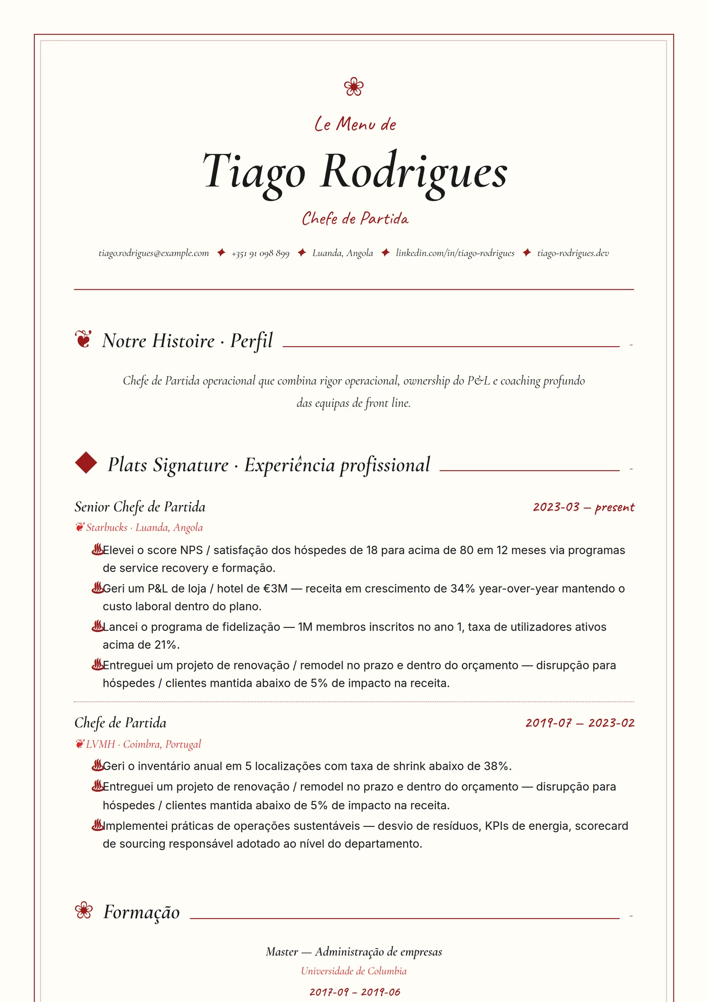Indústria — Chef de Cozinha — Júnior