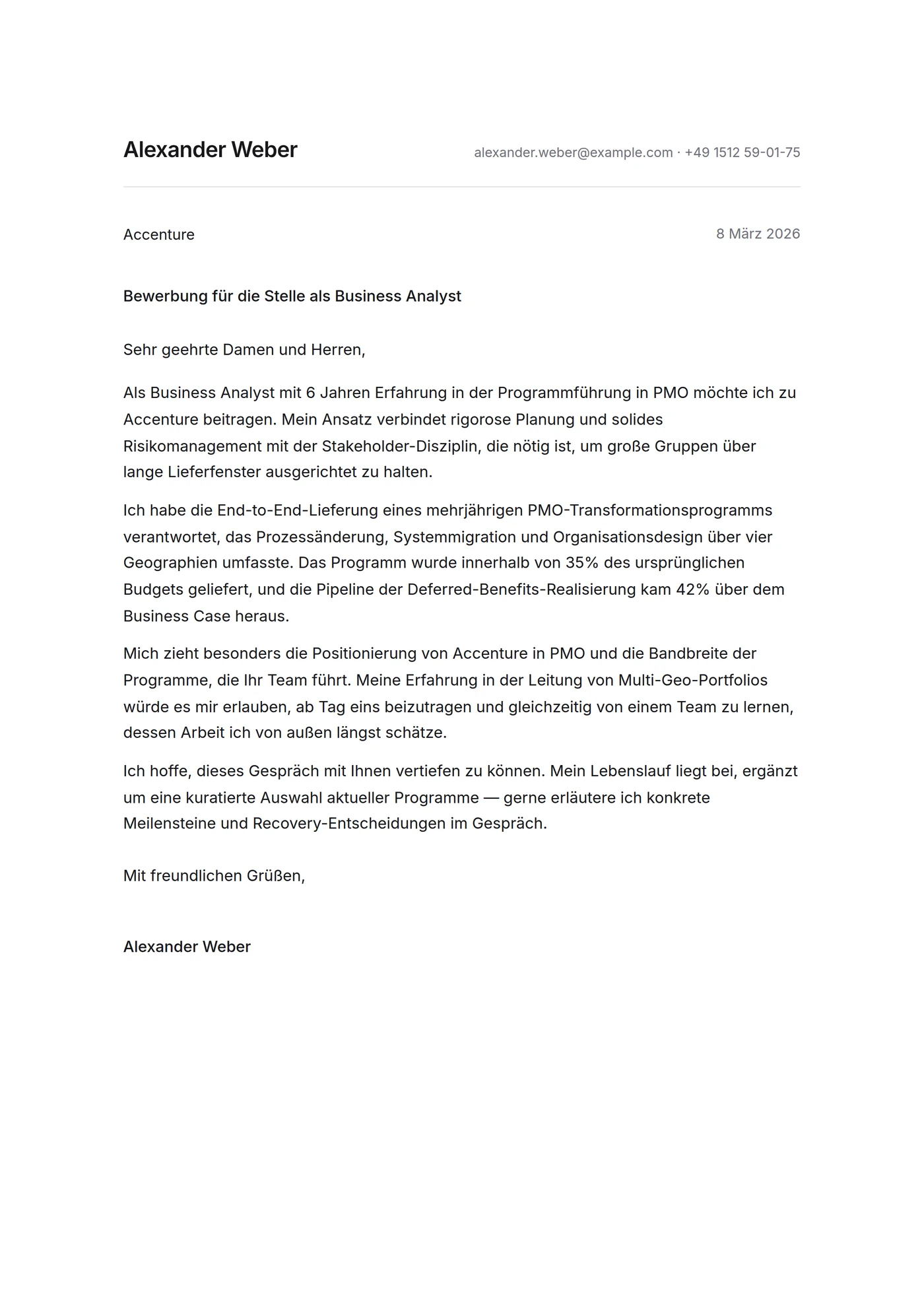 Minimalistisch — Anschreiben-Vorlagen