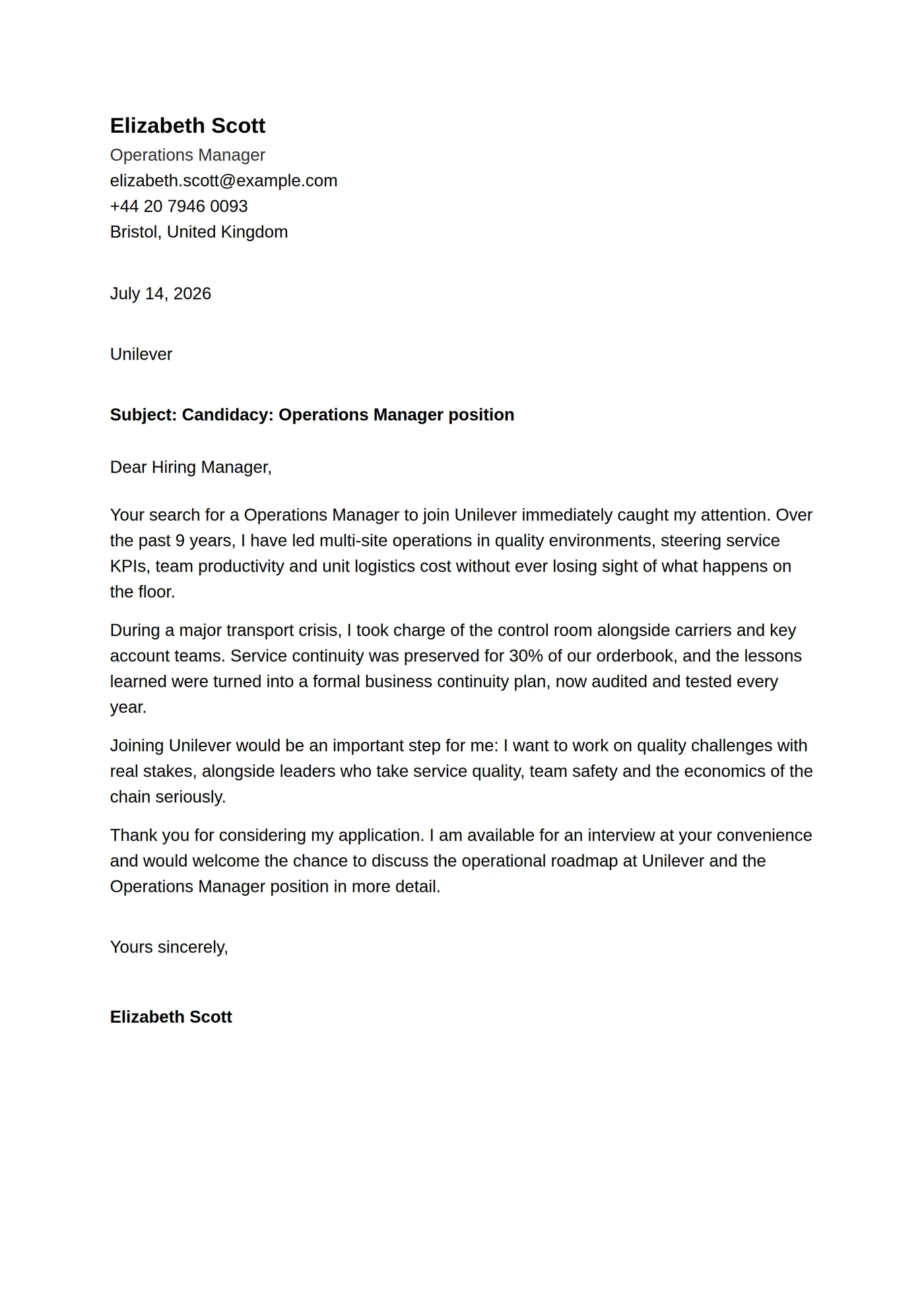ATS Clean — Cover letter templates