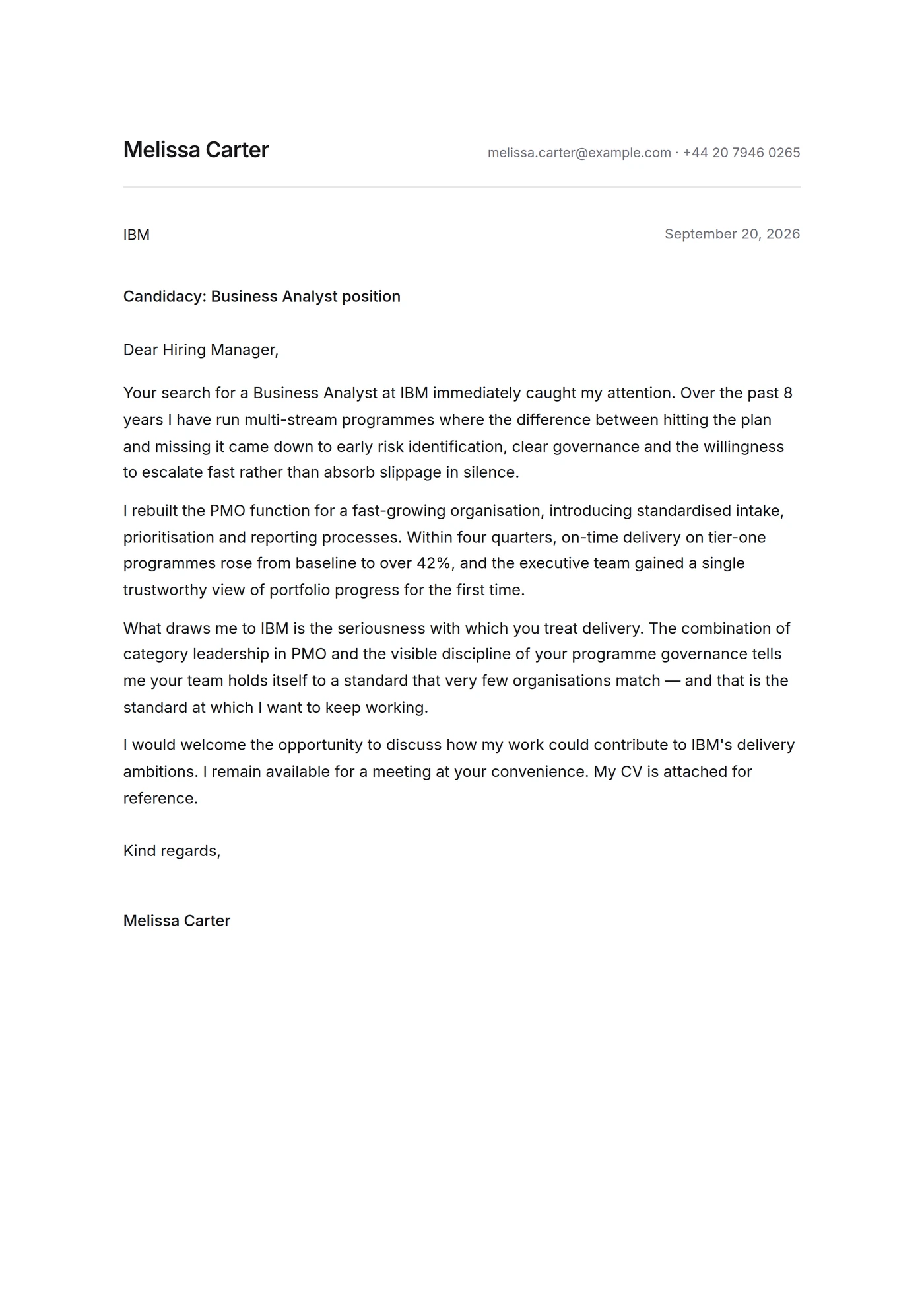 Minimalist — Cover letter templates