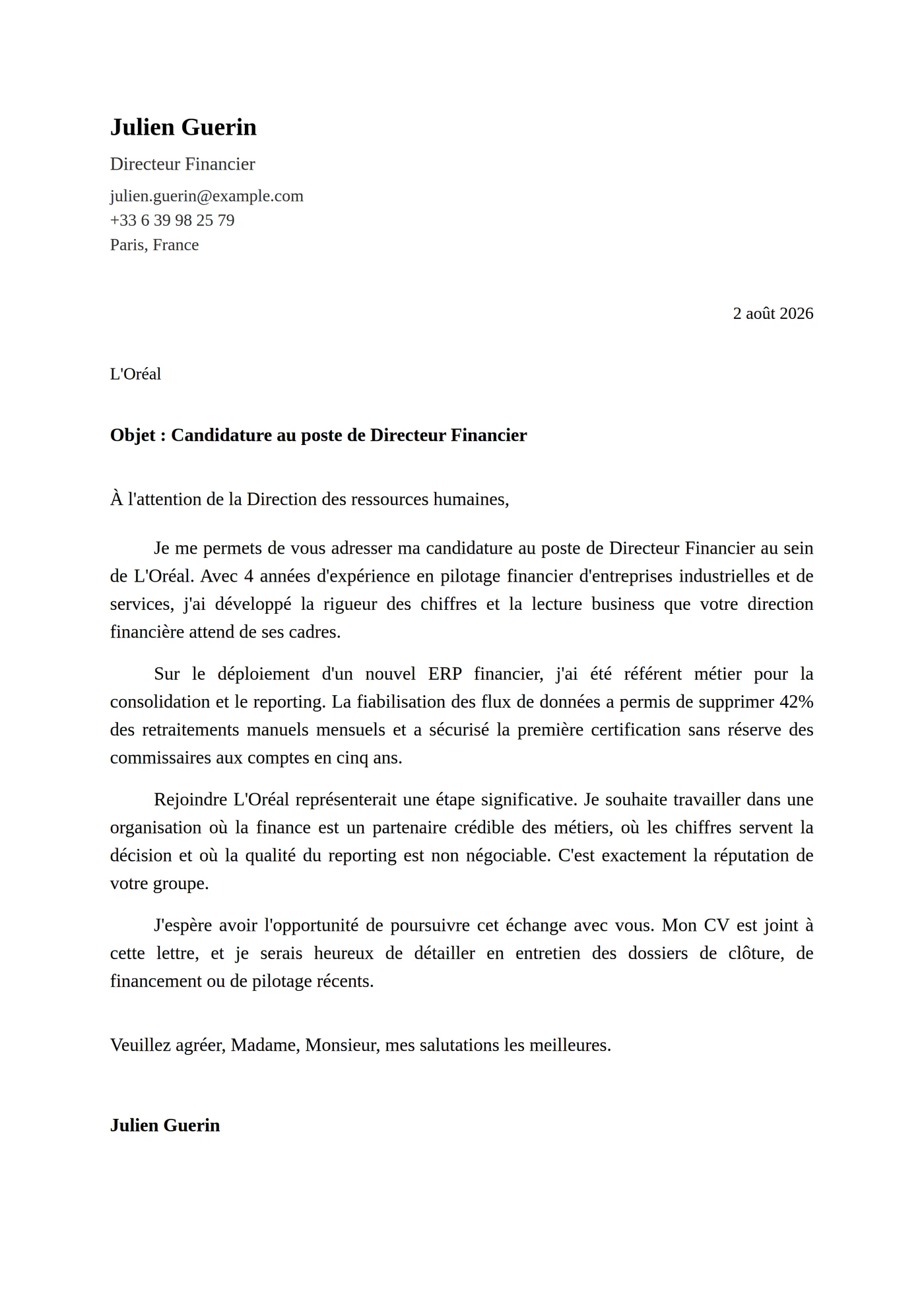 Classique Formel — Modèles de lettres de motivation