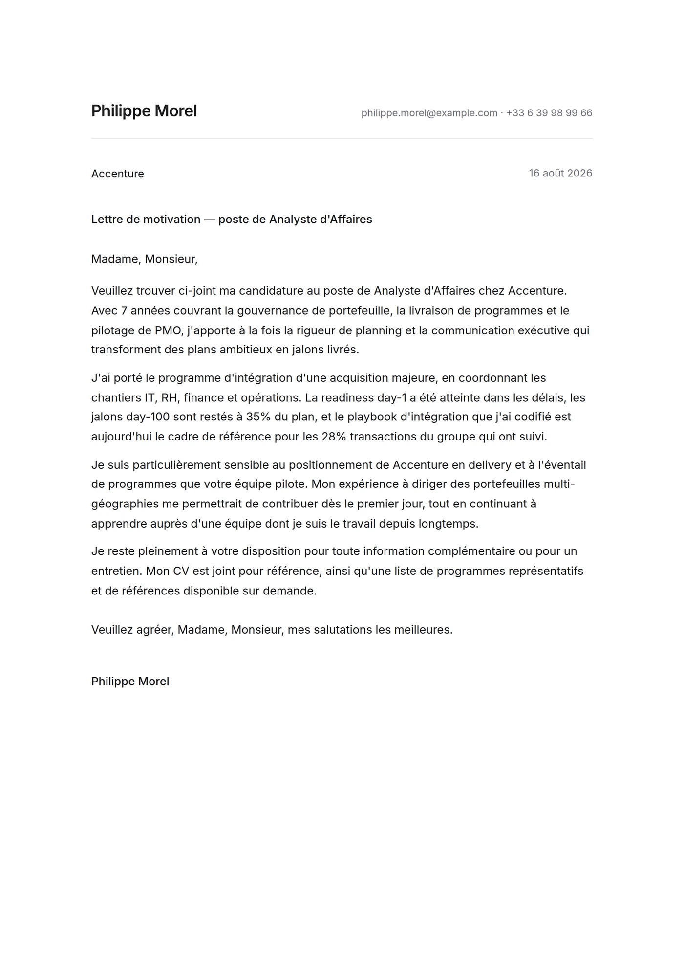 Minimaliste — Modèles de lettres de motivation