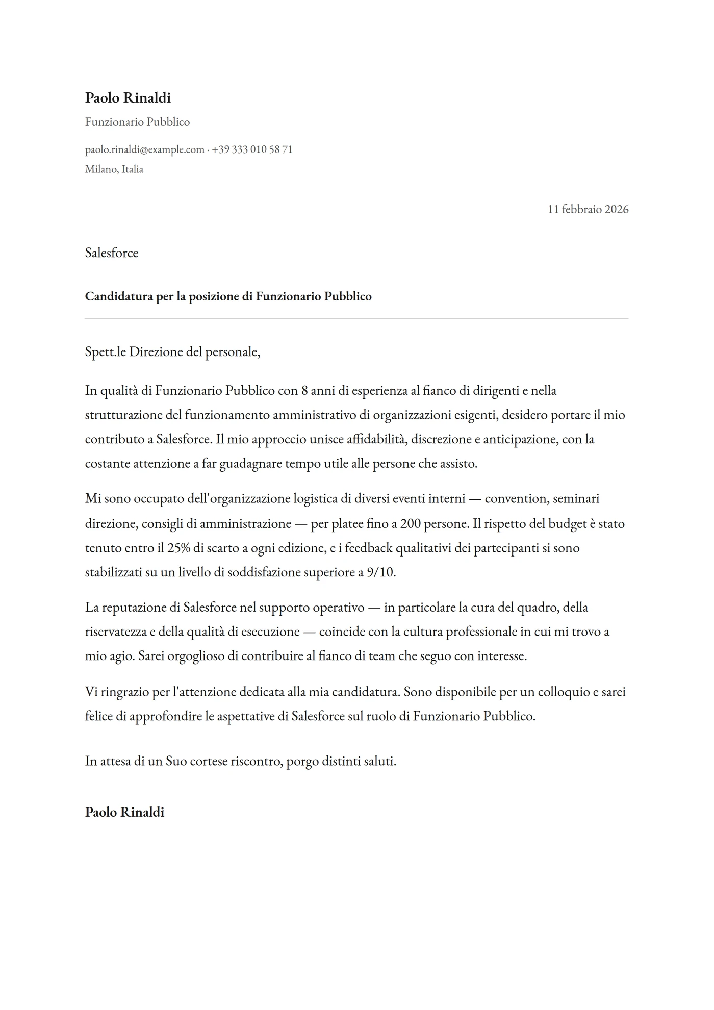 Classica — Modelli di lettera di presentazione