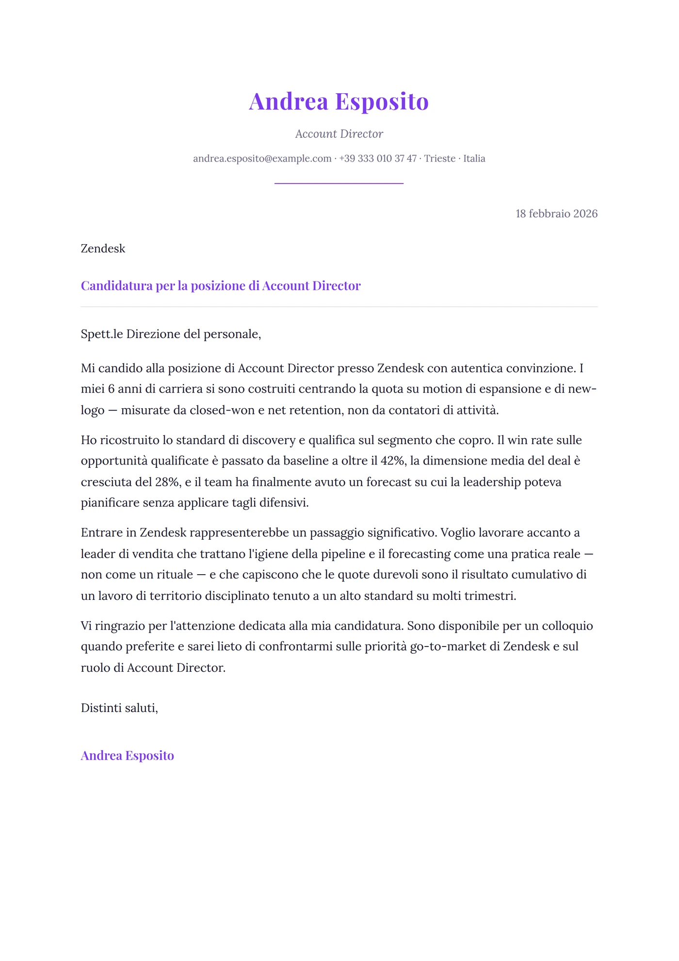 Elegante — Modelli di lettera di presentazione