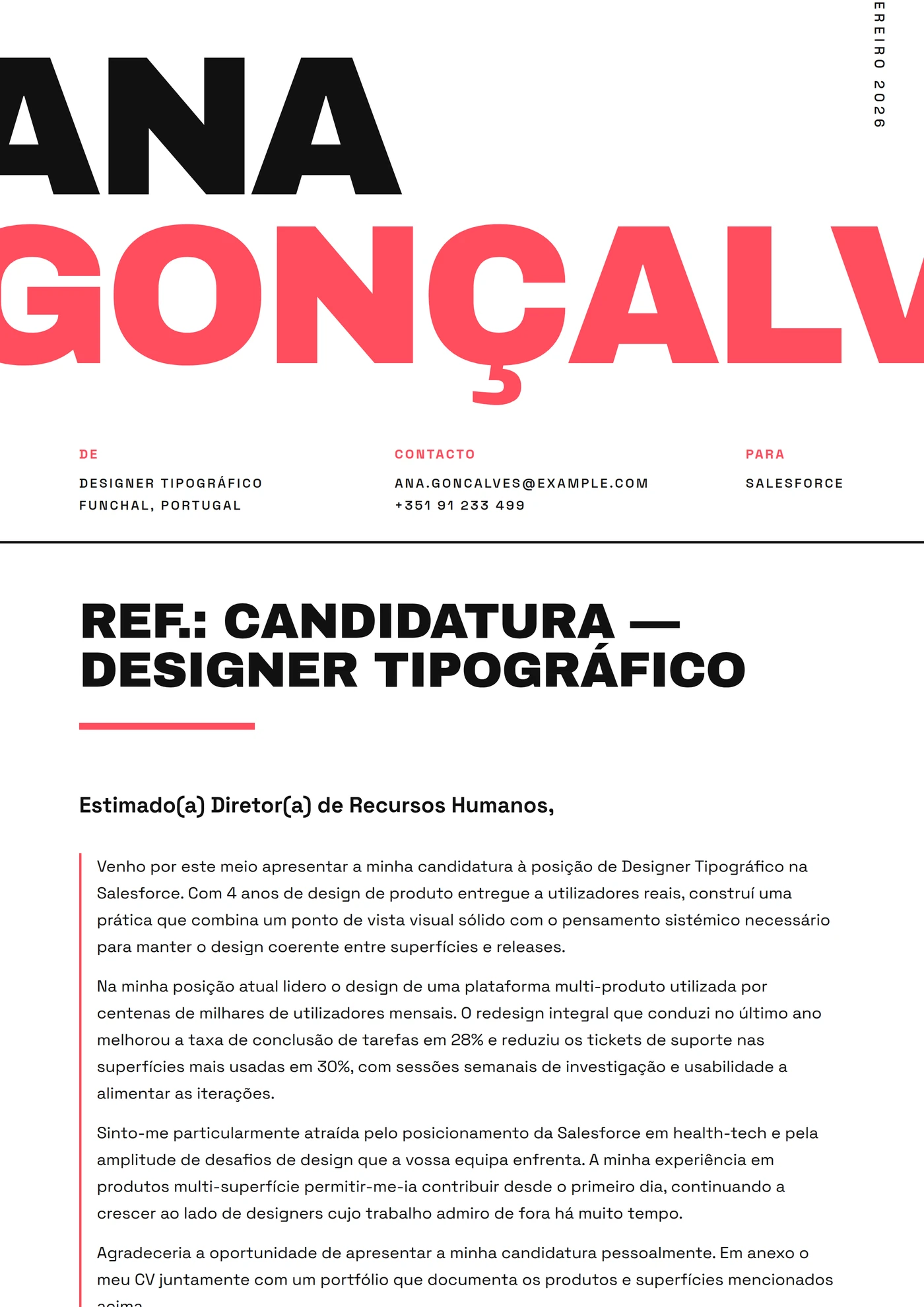 Tipografia rotunda — Modelos de carta de apresentação