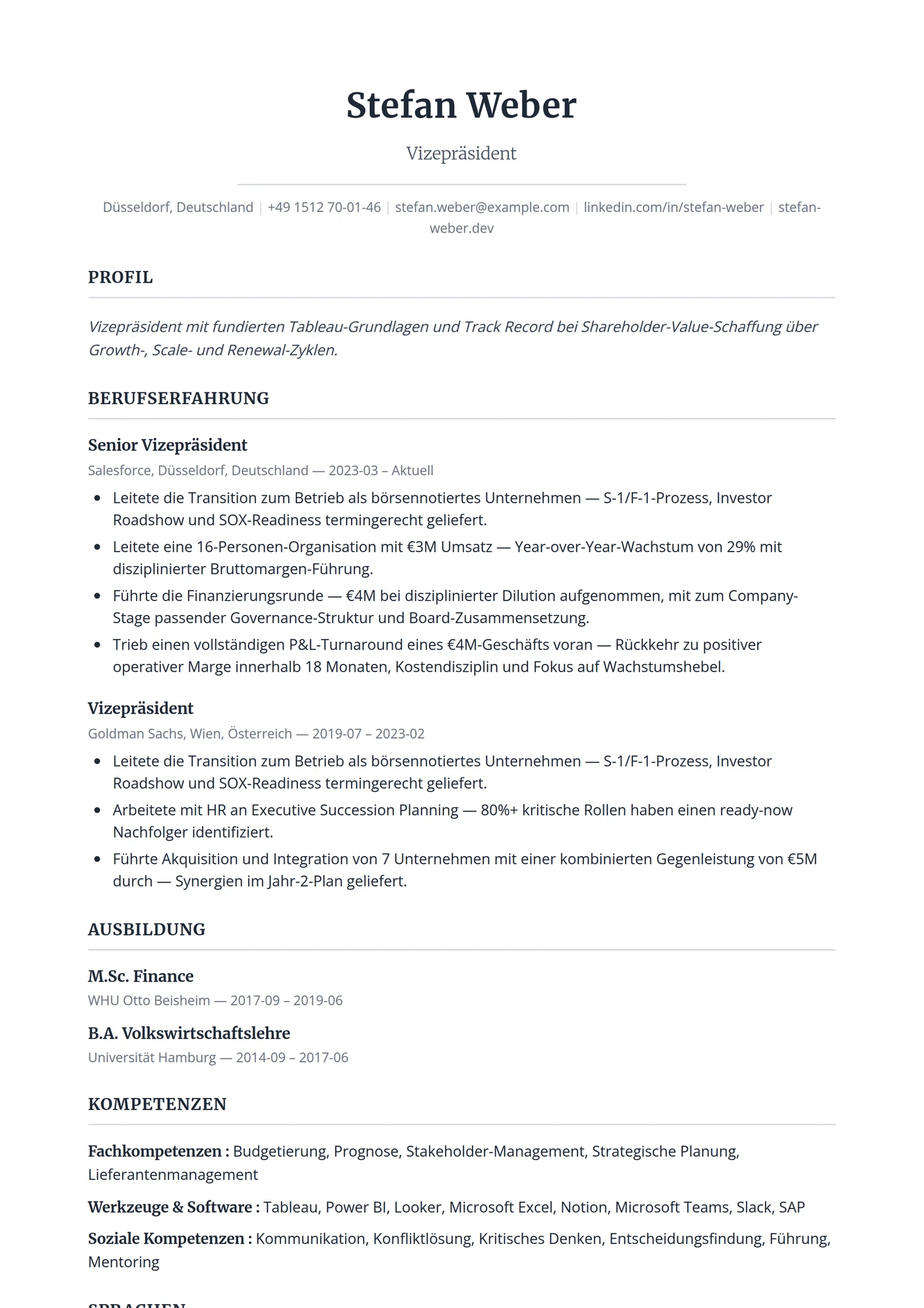 ATS Executive — Lebenslauf-Vorlagen