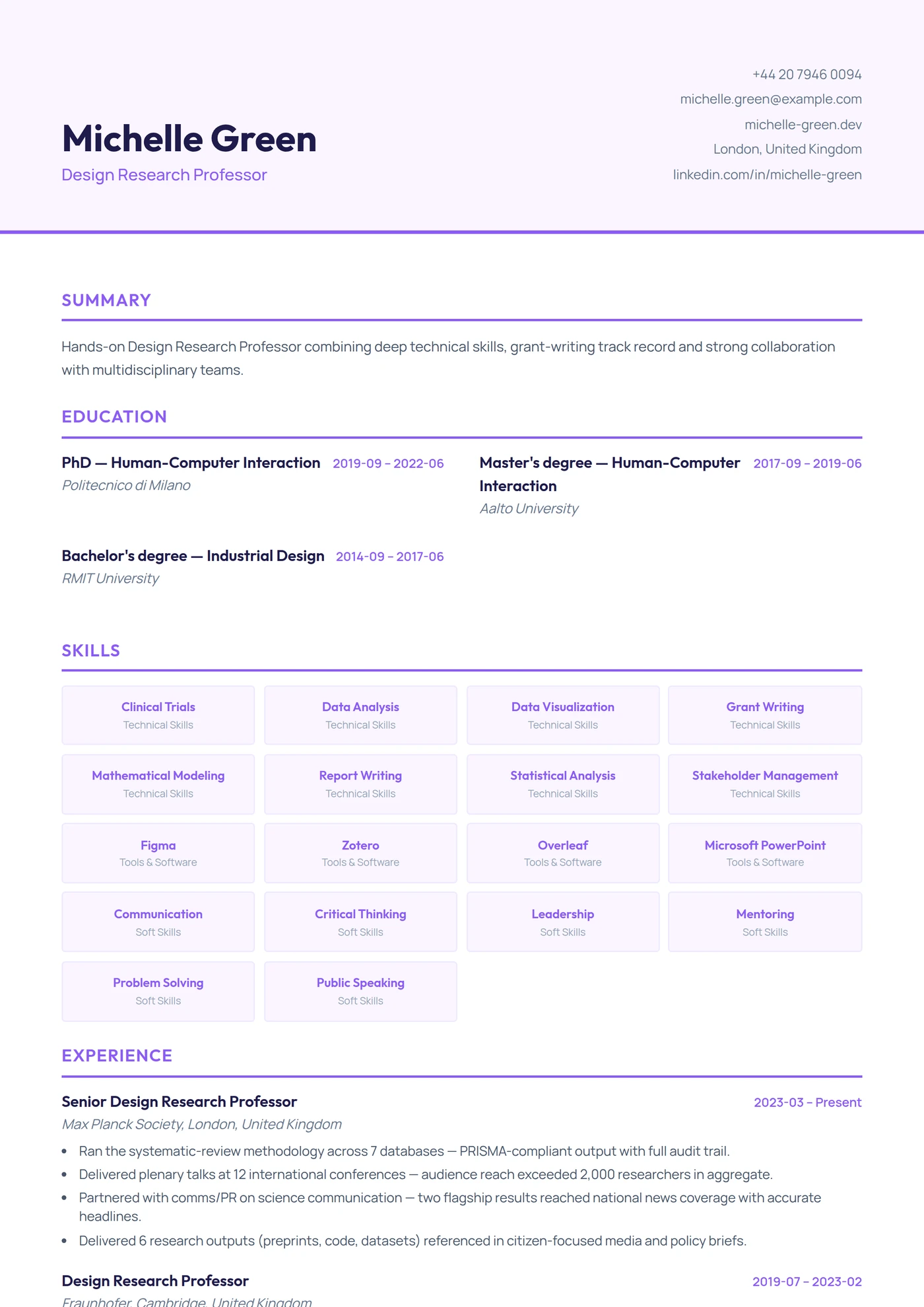 Graphic Design & UX/UI — CV templates