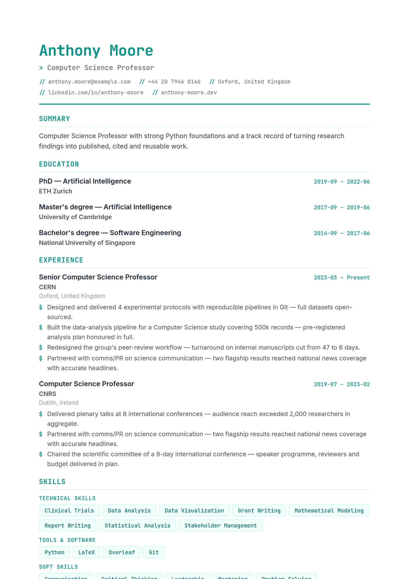 Computer Science & IT — CV templates