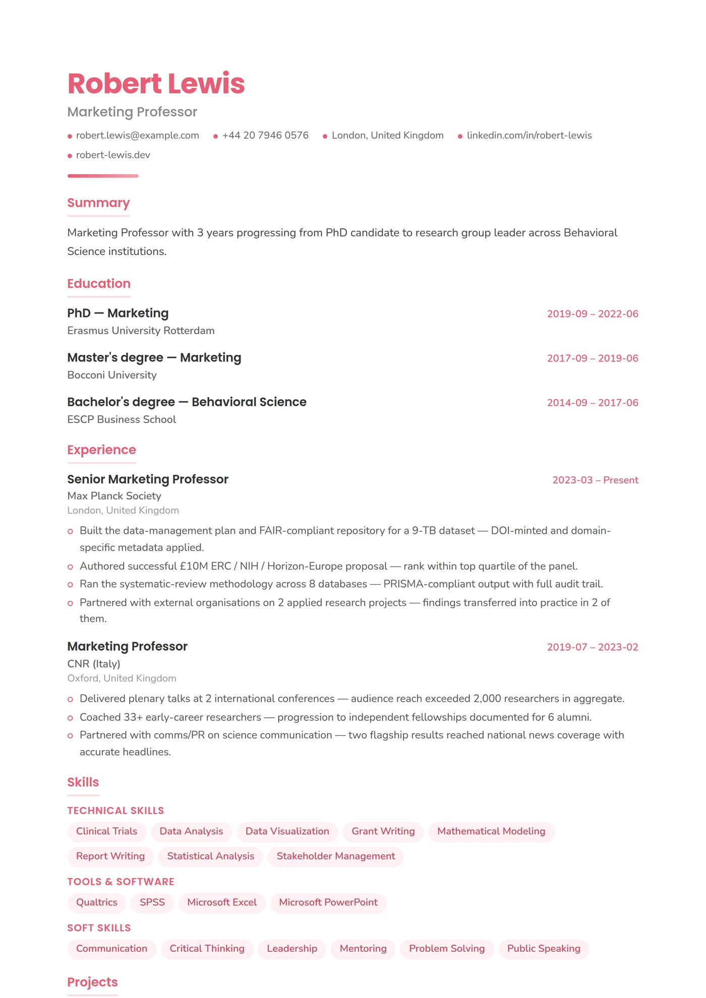 Marketing & Communication — CV templates