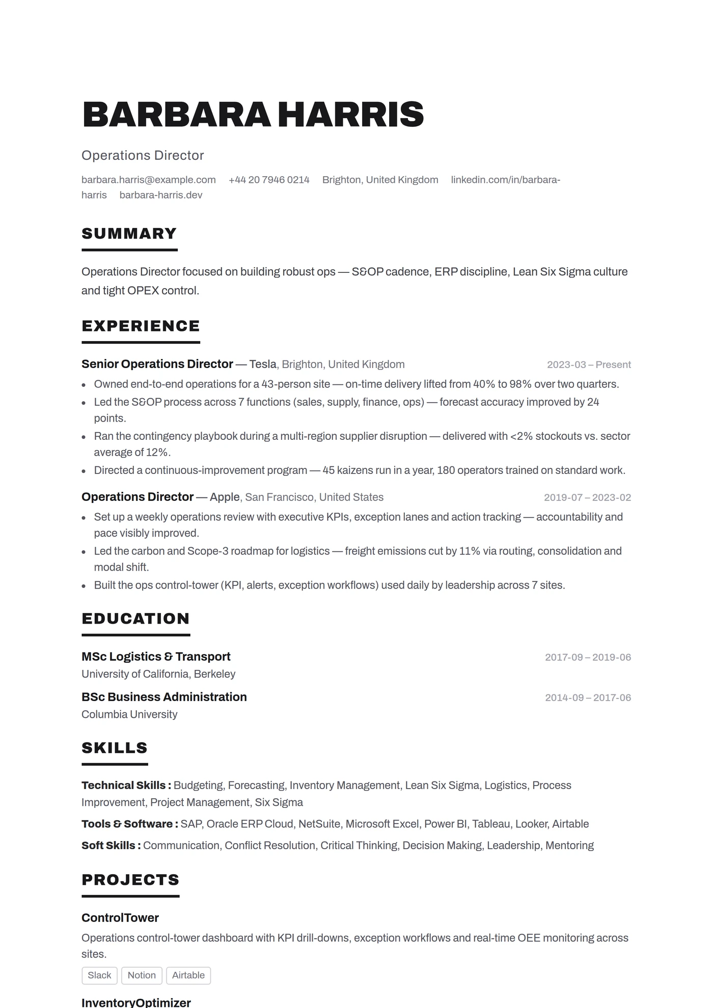 ATS Bold Headers — CV templates