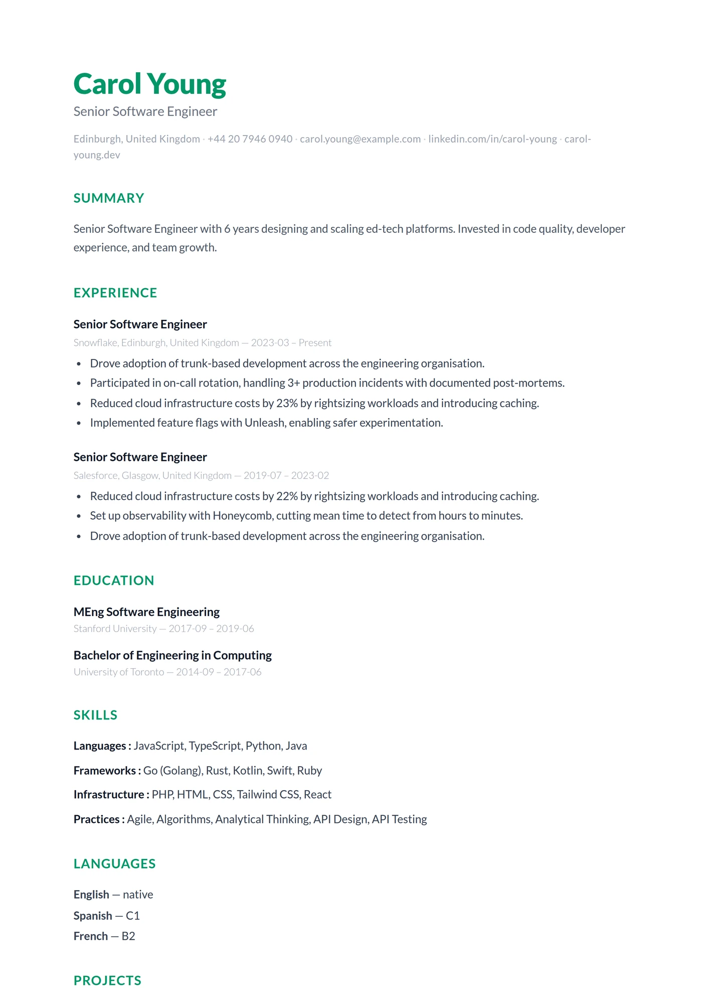 ATS Clean Slate — CV templates