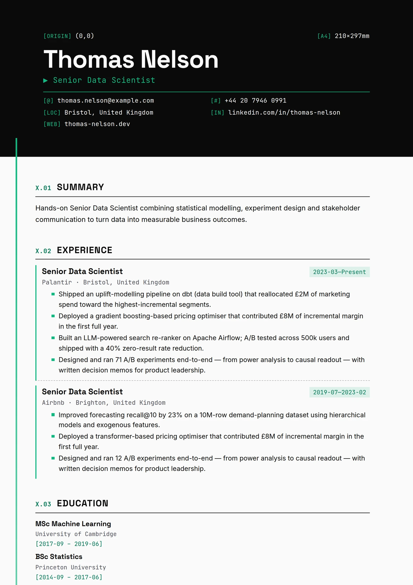 ATS Coordinate Axis — CV templates