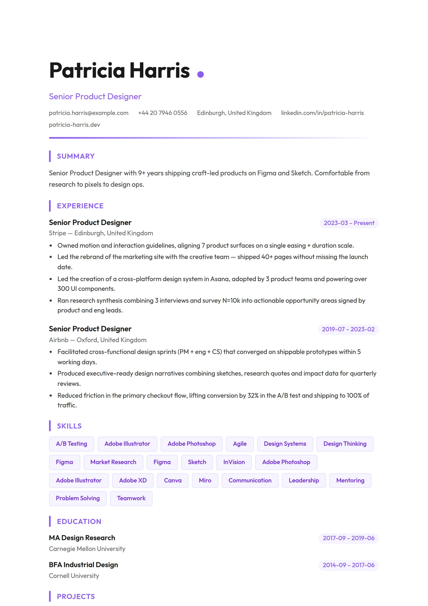 ATS Designer — CV templates