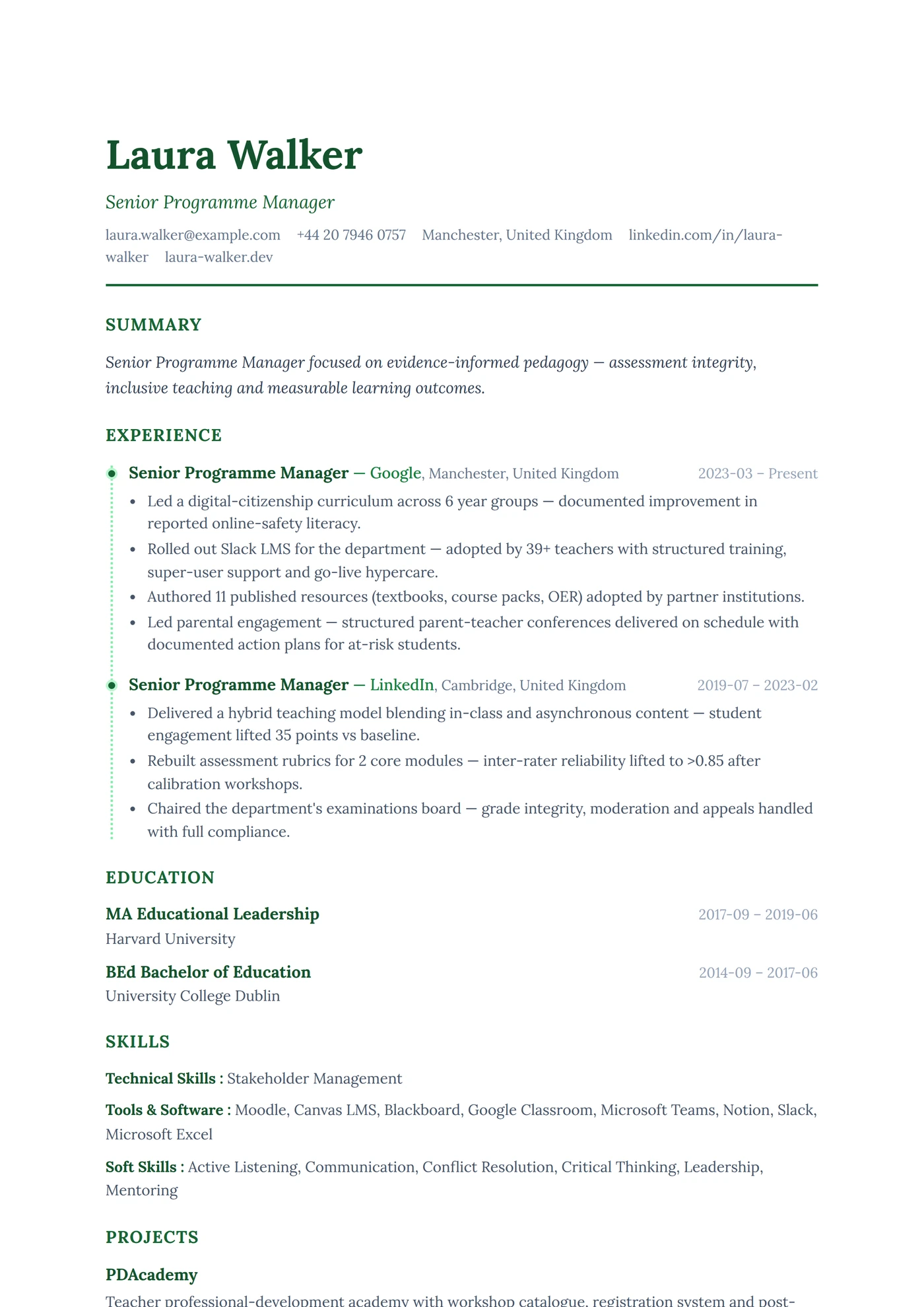 ATS Dotted Timeline — CV templates