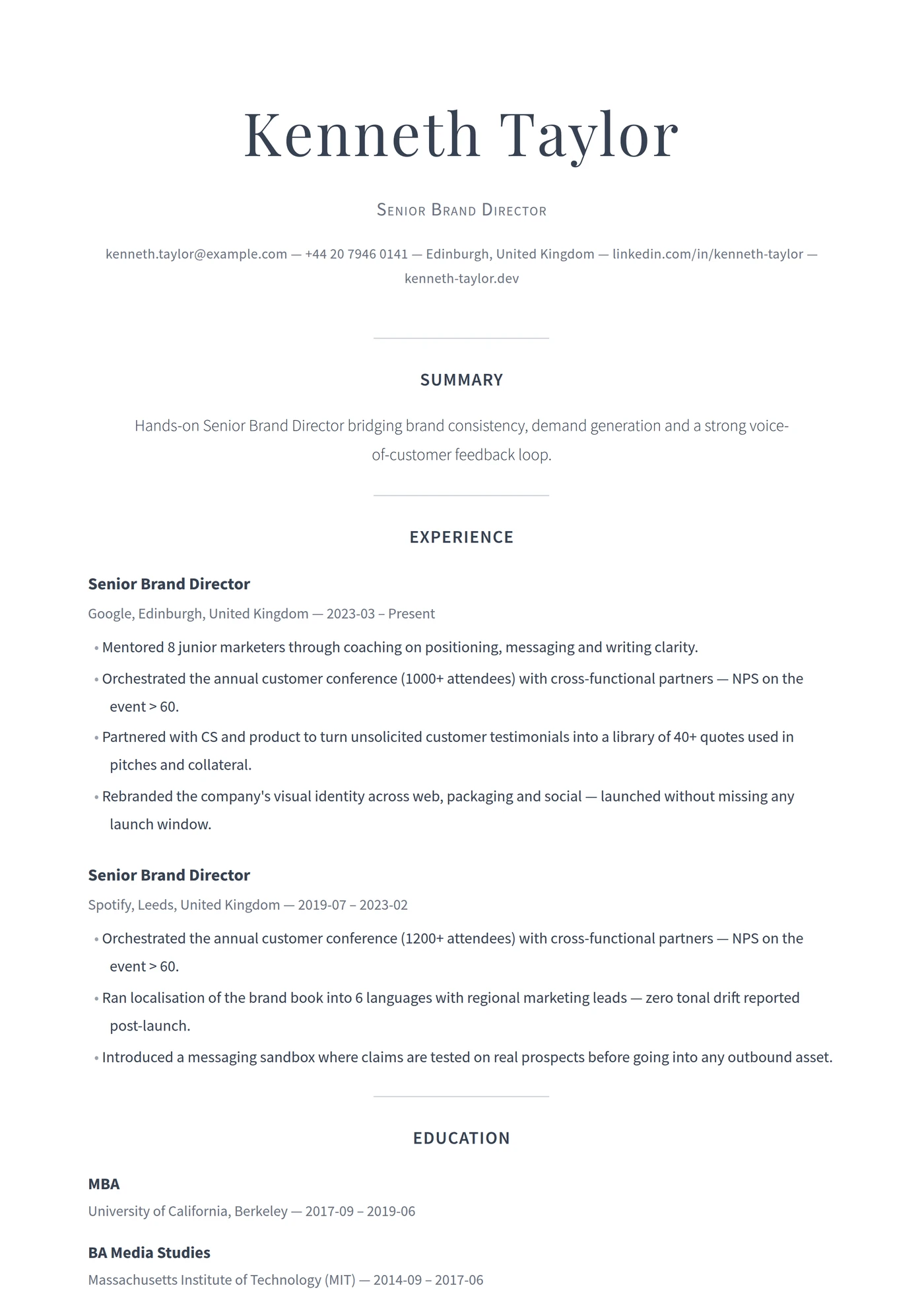ATS Editorial — CV templates