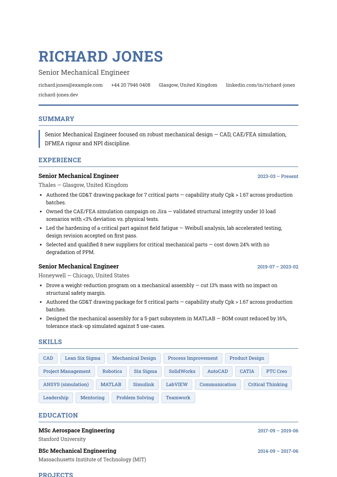 ATS Engineer — CV templates