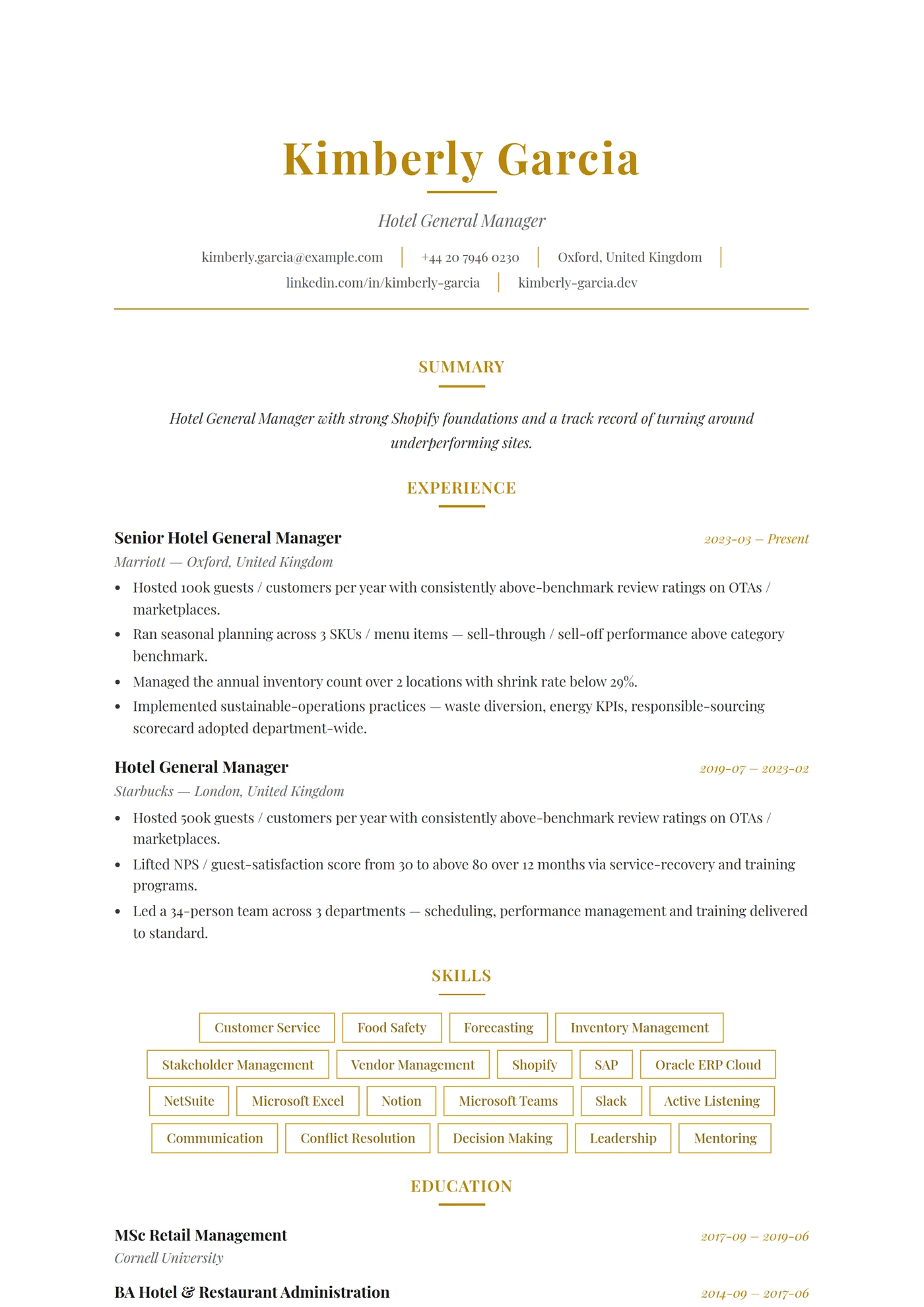 ATS Hospitality — CV templates