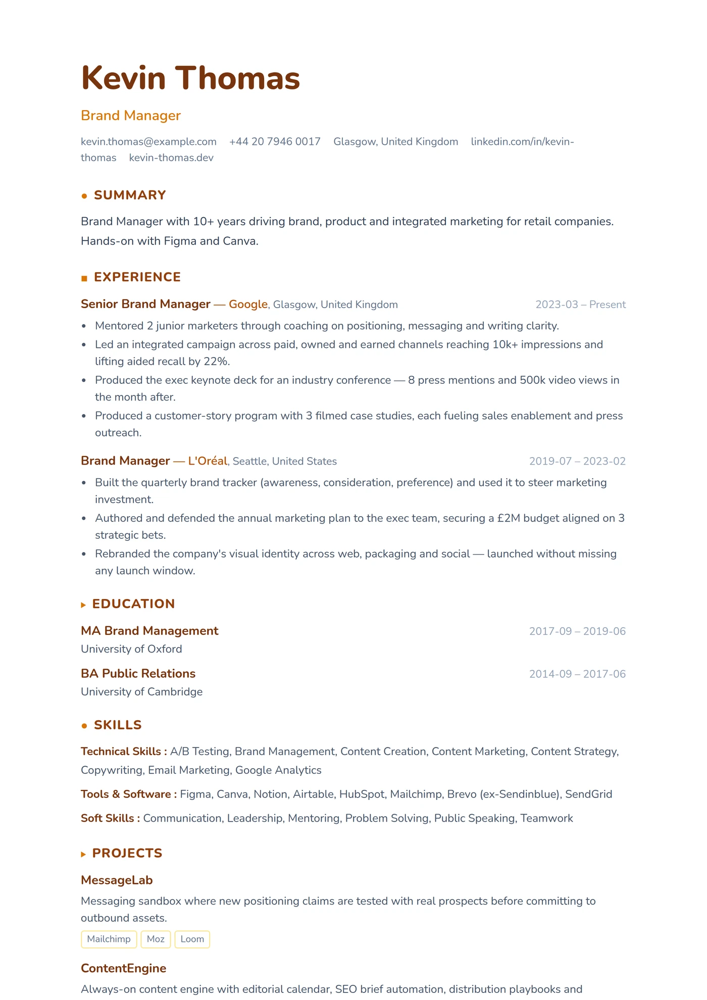 ATS Icon Labels — CV templates