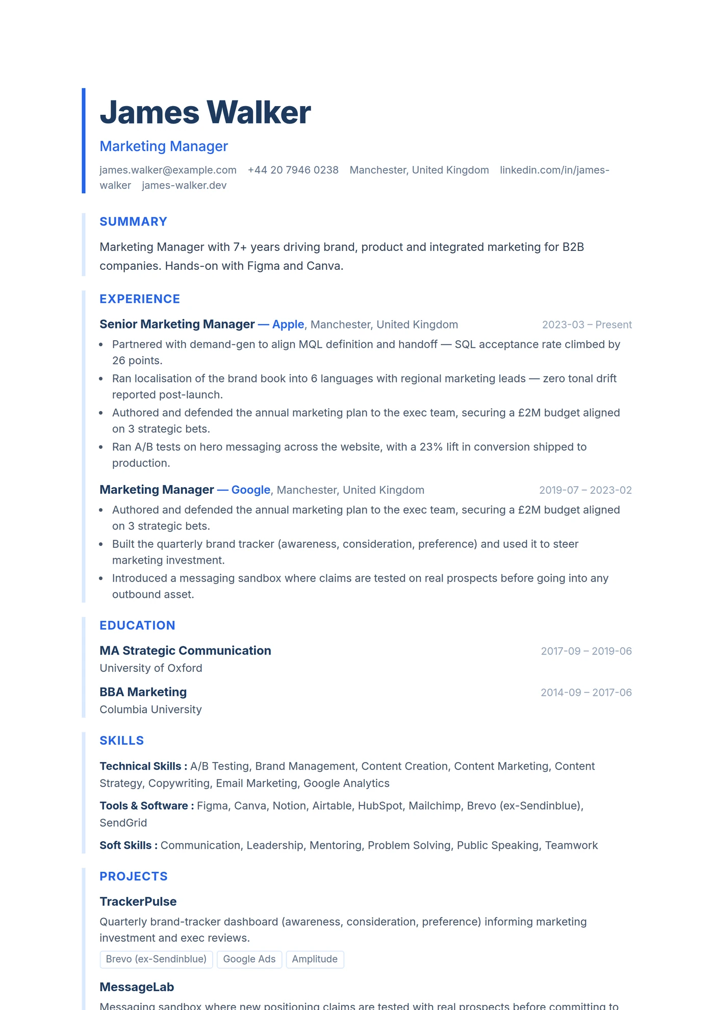 ATS Left Accent — CV templates
