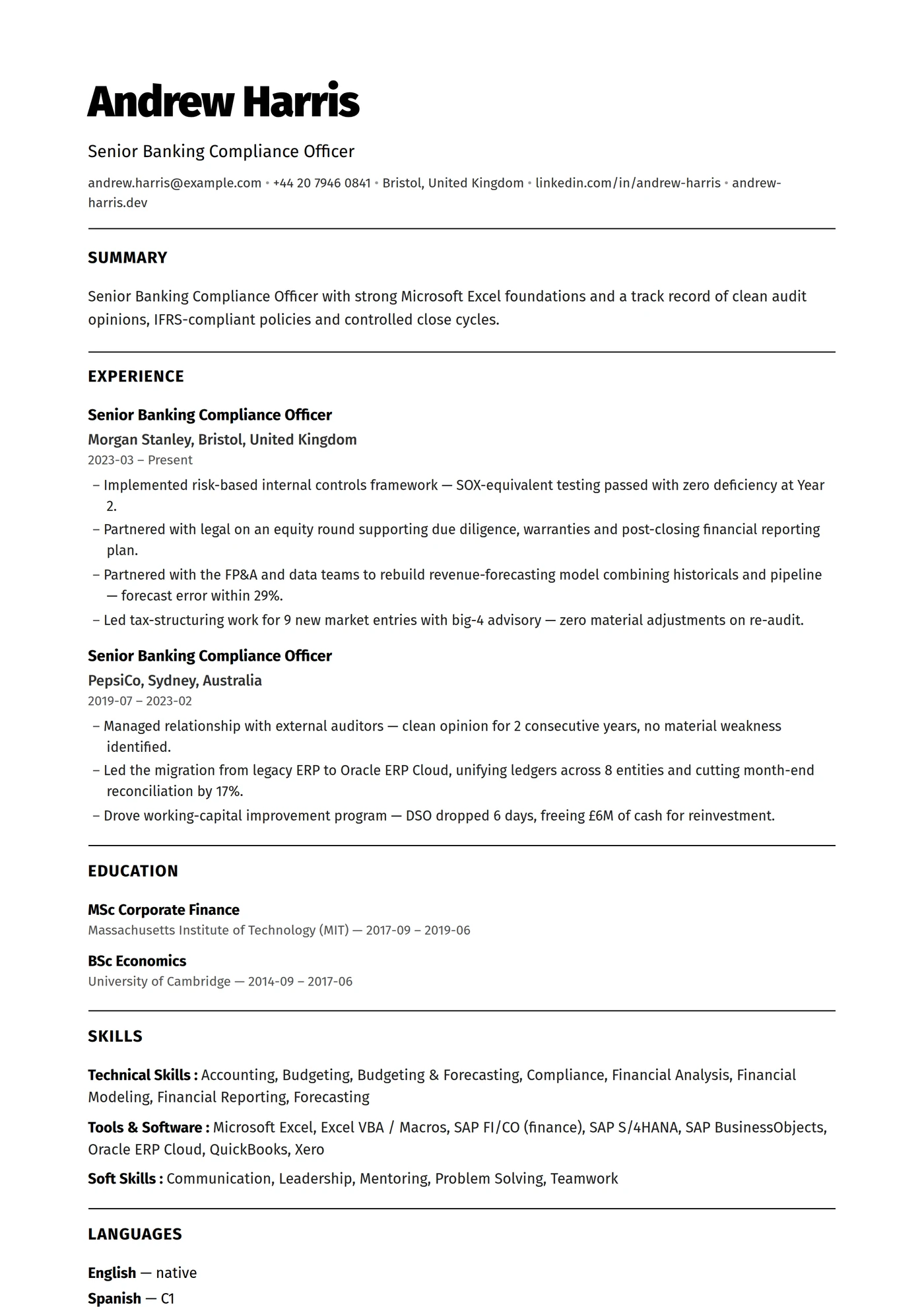 ATS Monochrome — CV templates