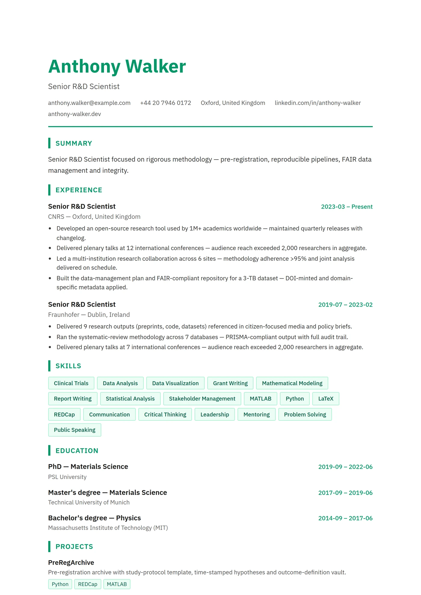 ATS Scientist — CV templates
