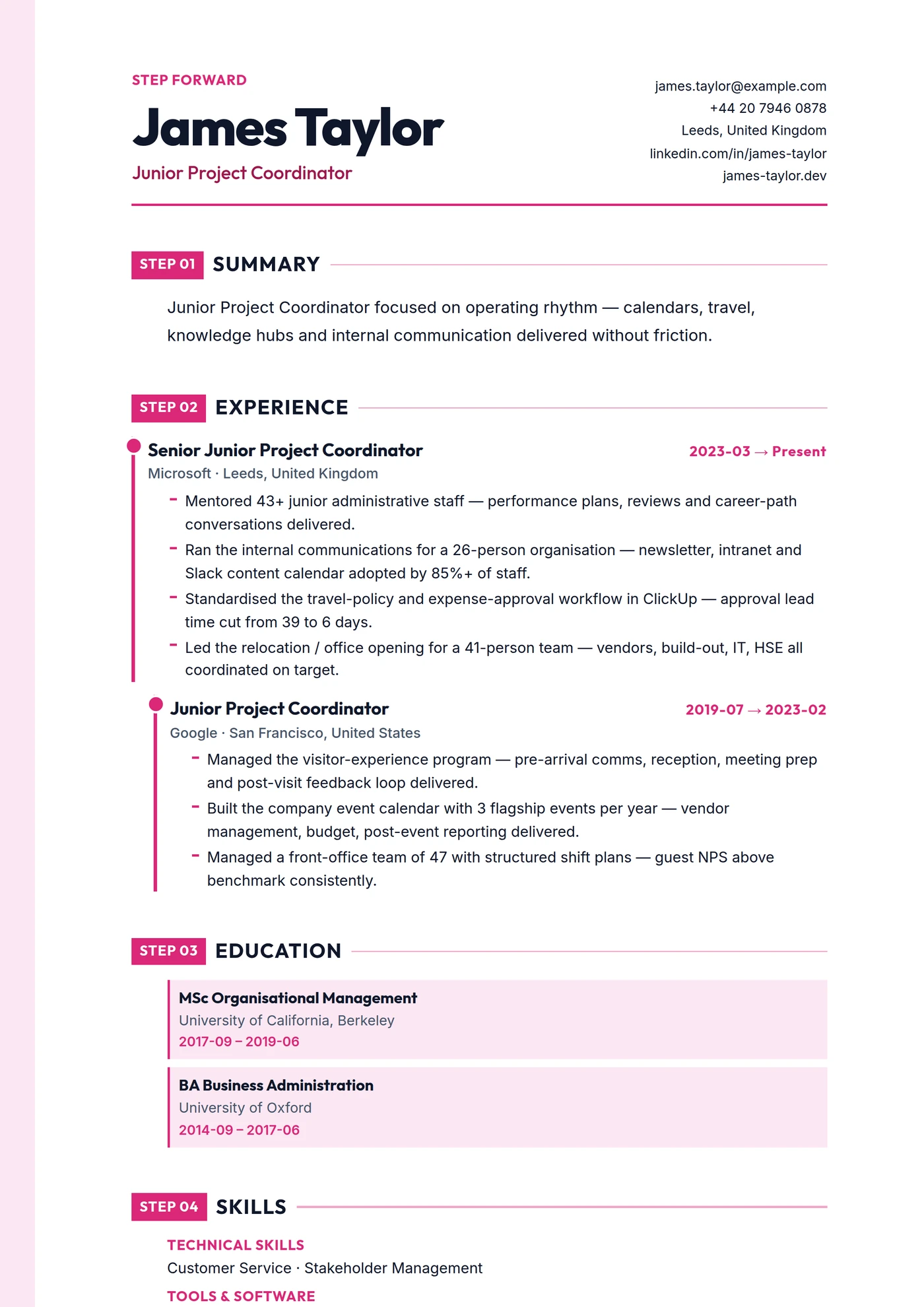 ATS Step Ladder — CV templates