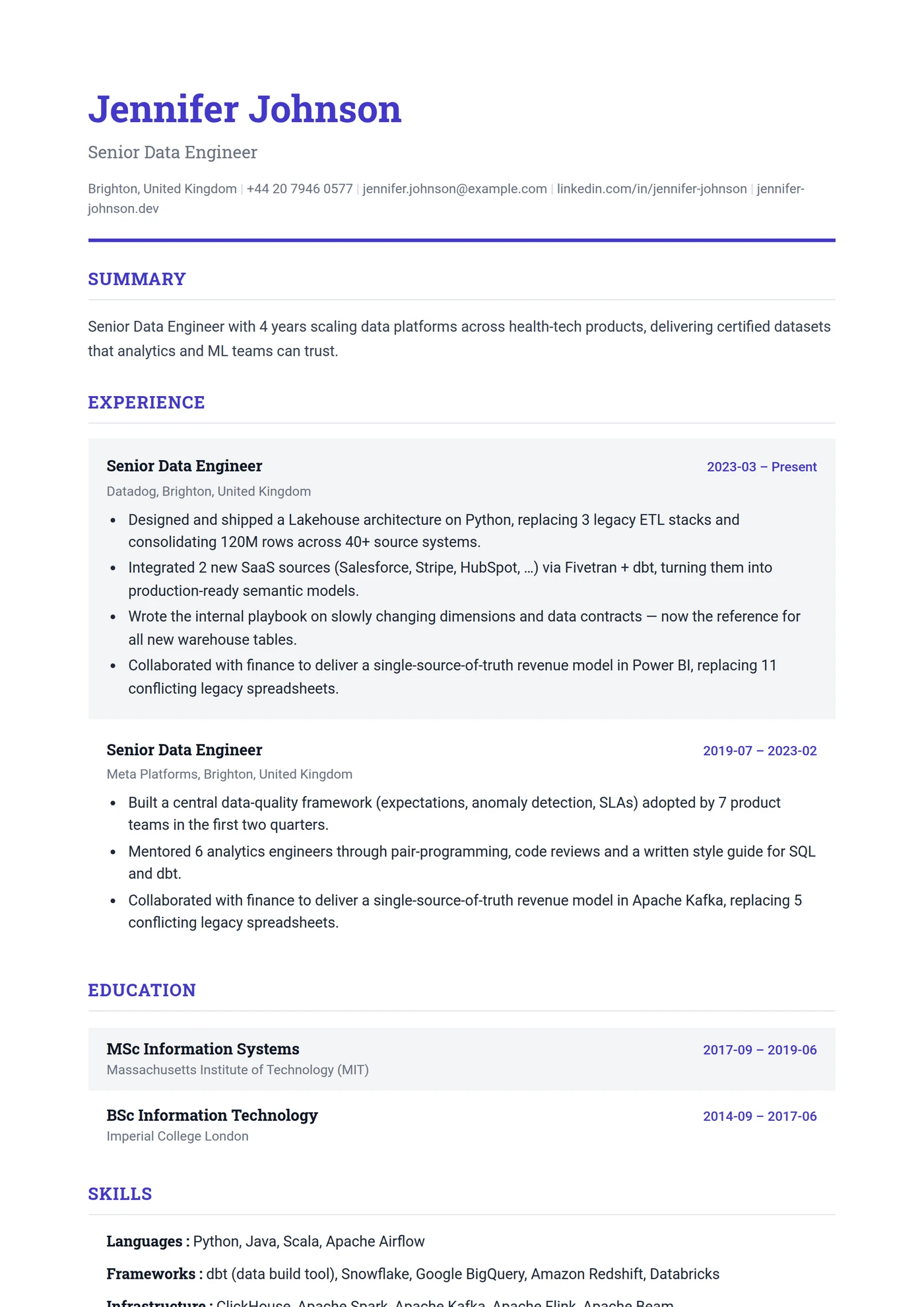 ATS Structured — CV templates