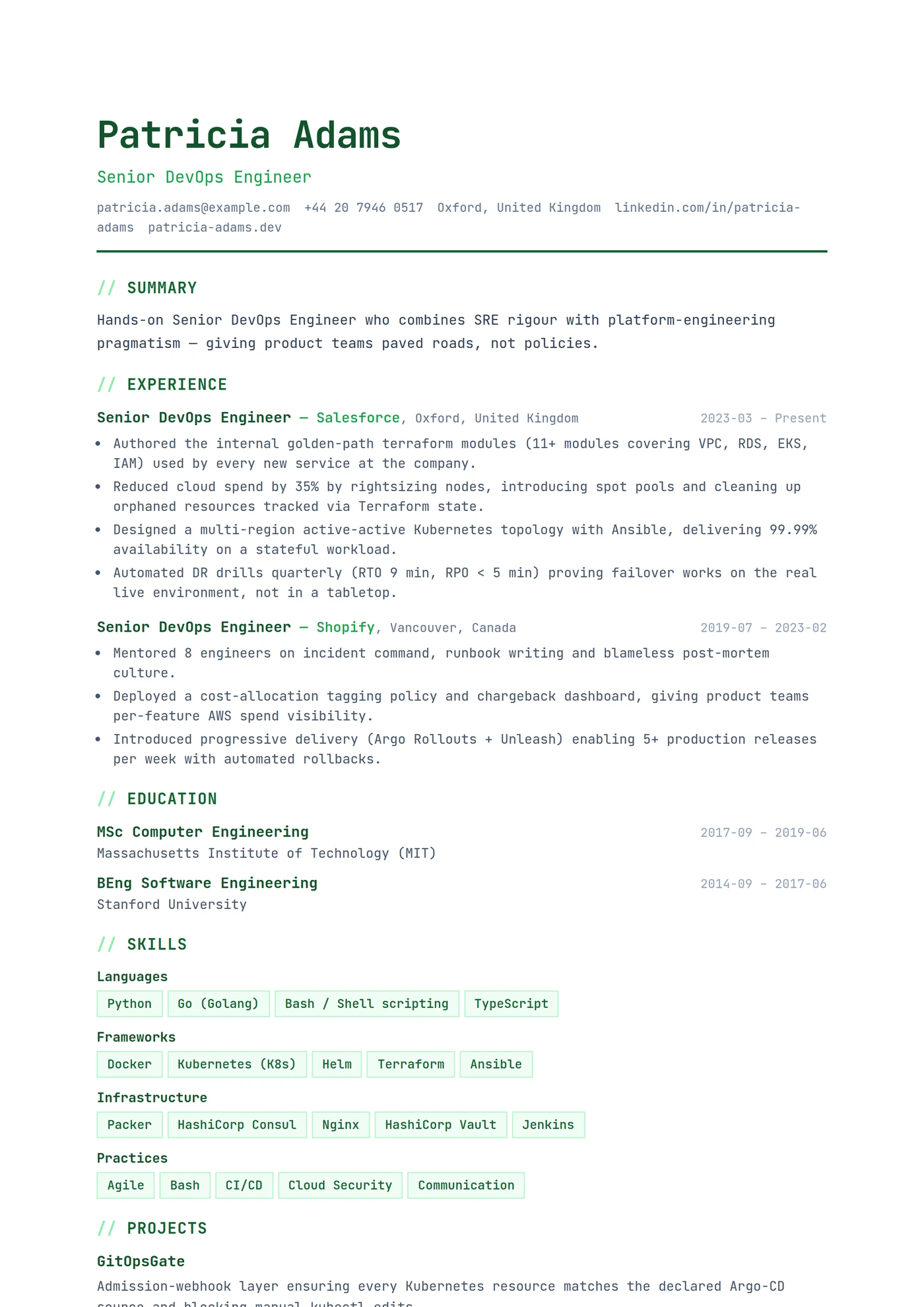 ATS Tech Stack — CV templates