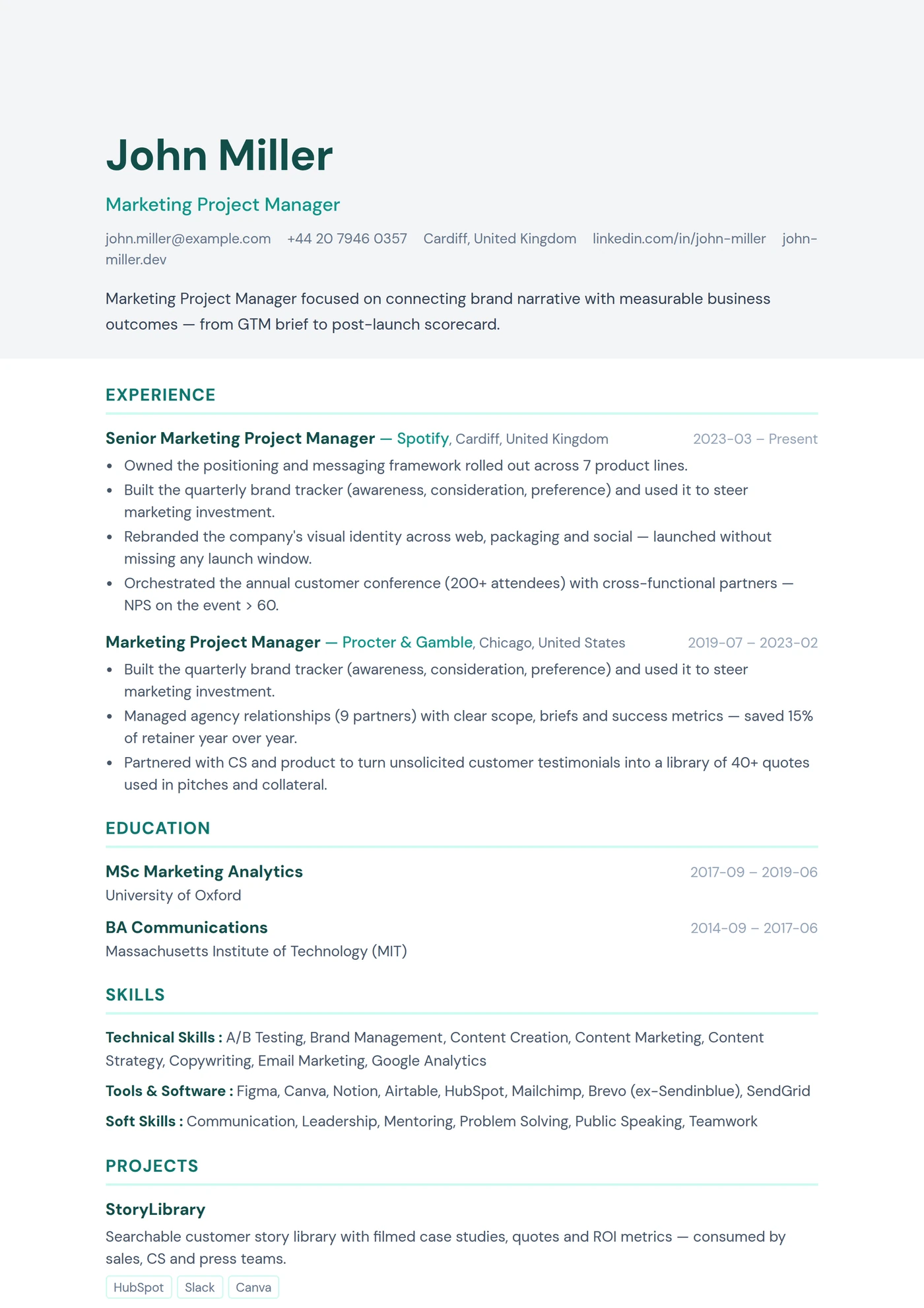 ATS Two Tone — CV templates