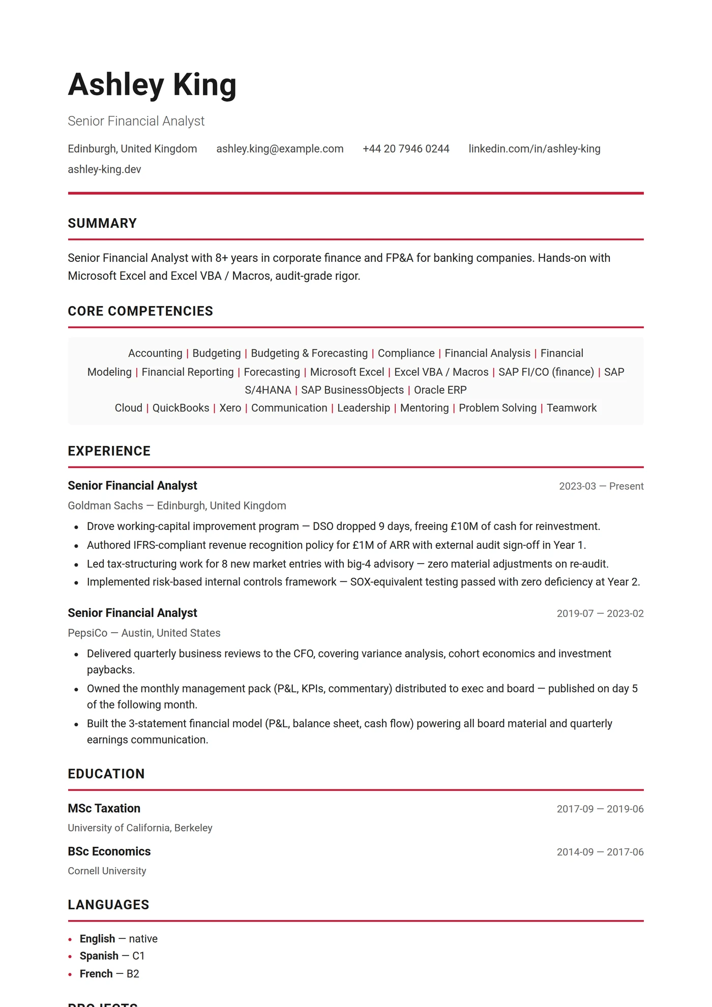 Canada English — CV templates