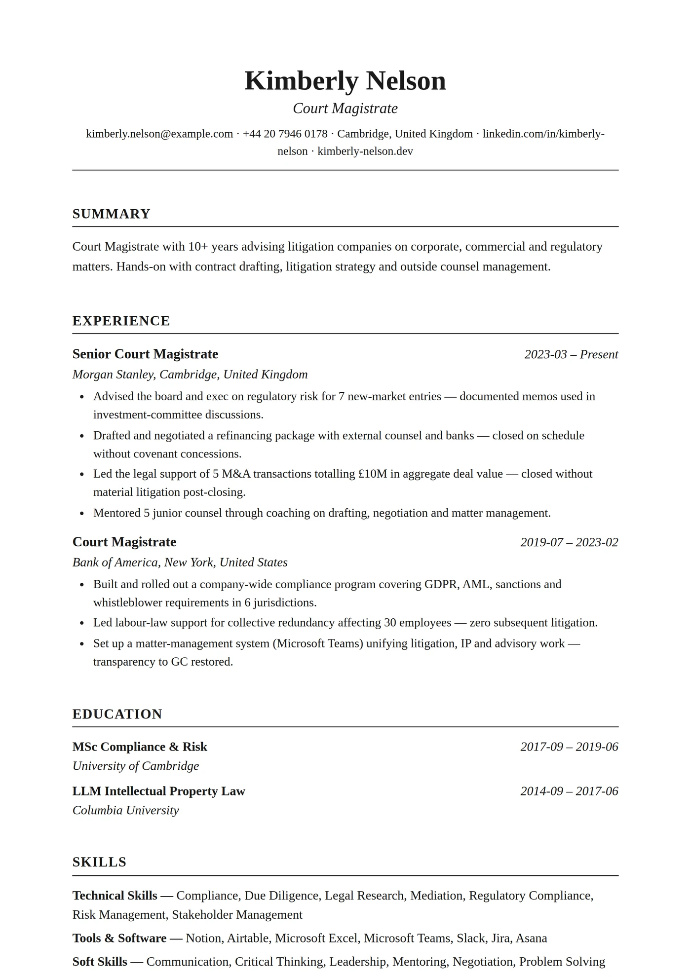 Classic Times Roman — CV templates