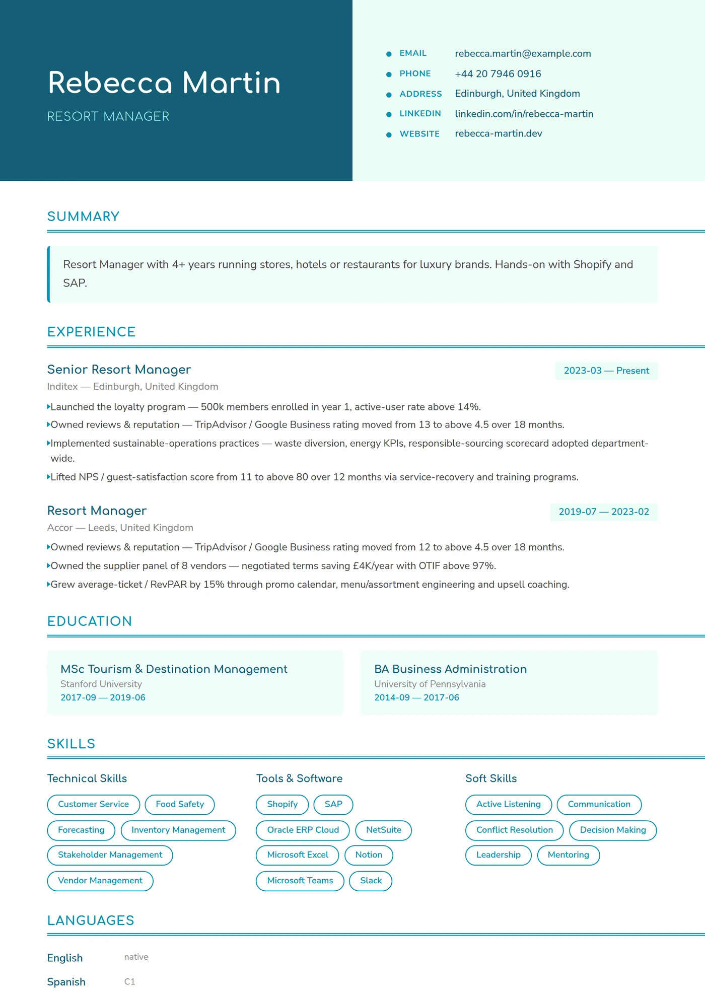 Coco Tropical — CV templates