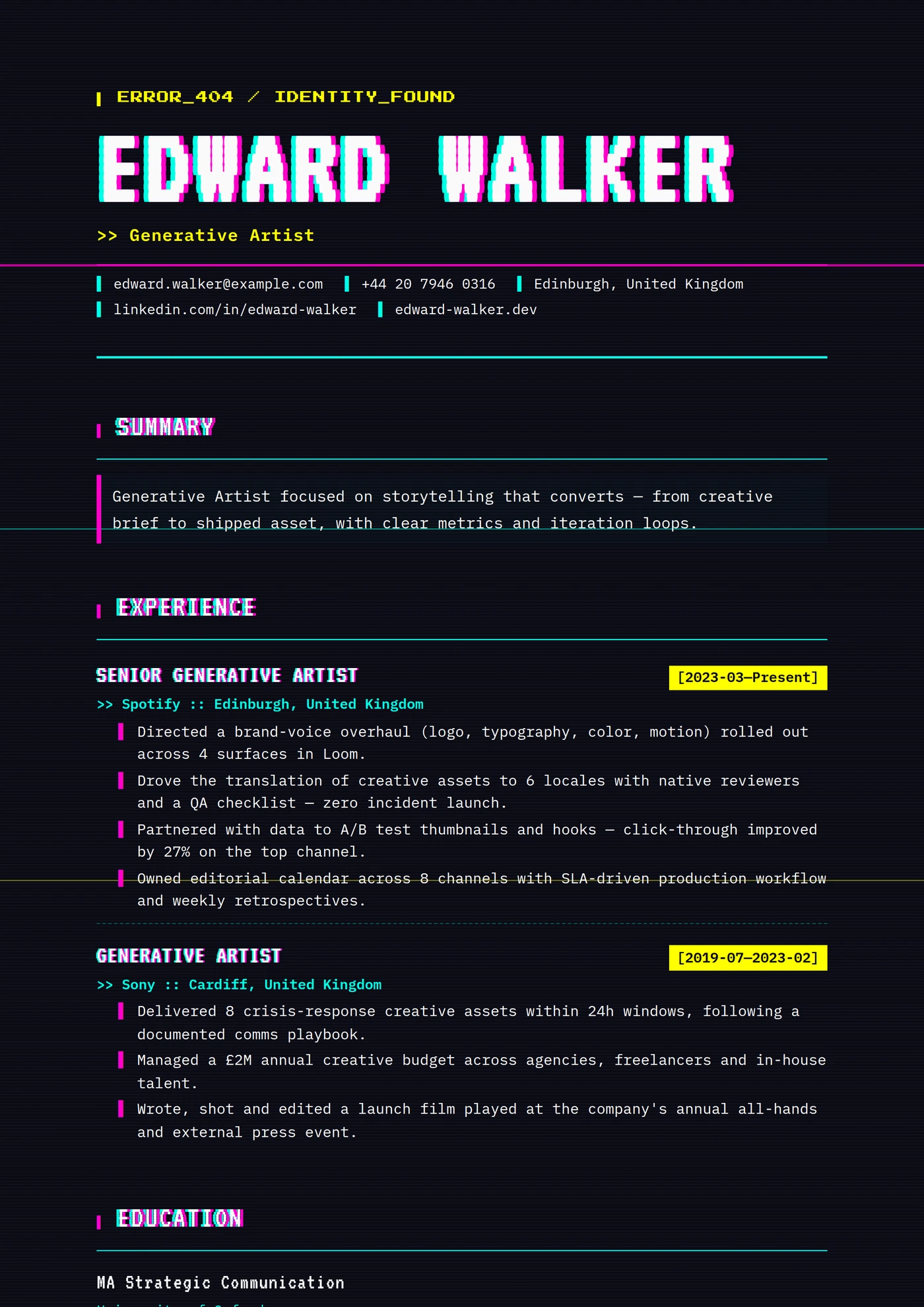 Glitch Art — CV templates