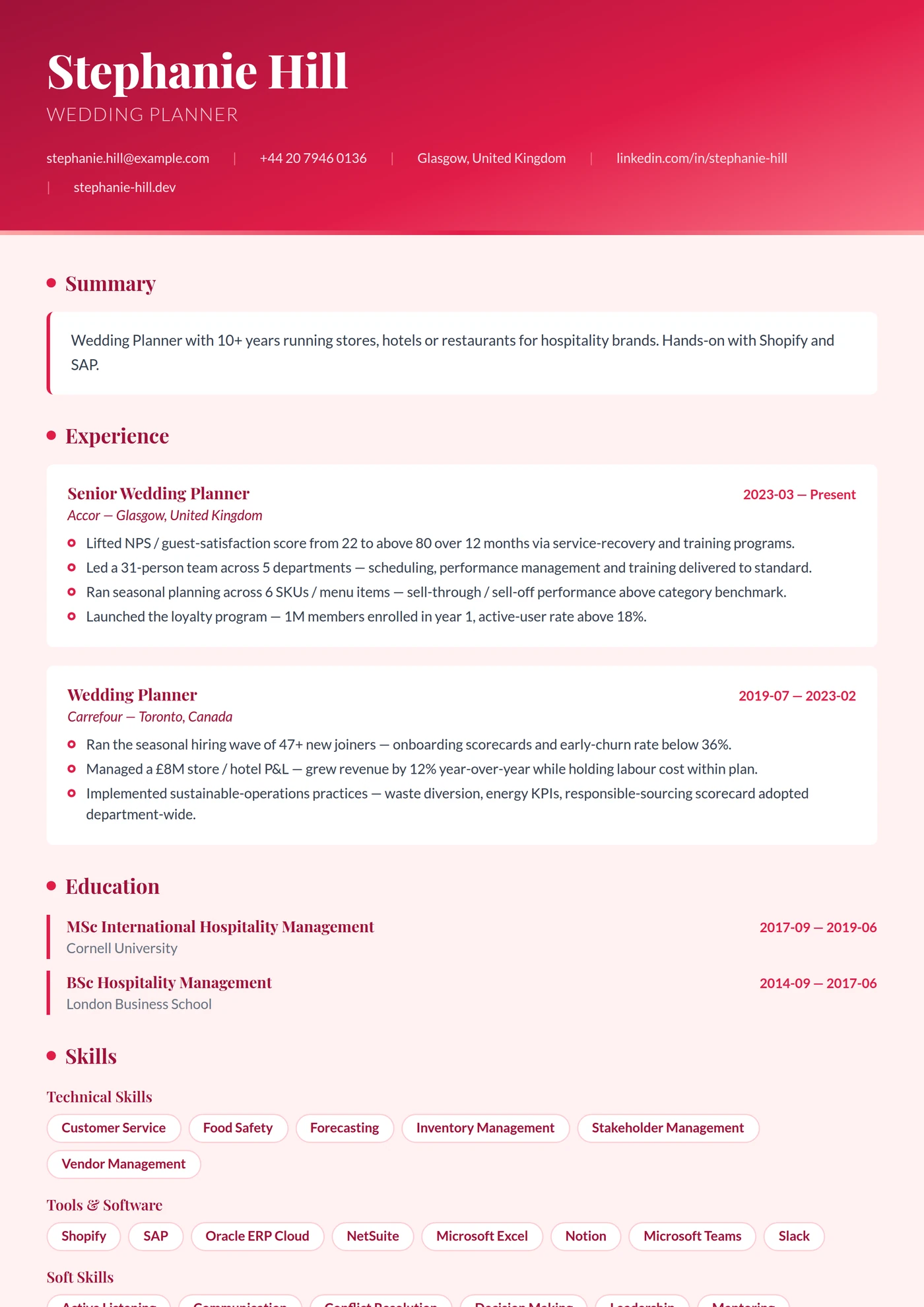 Strawberry Velvet — CV templates